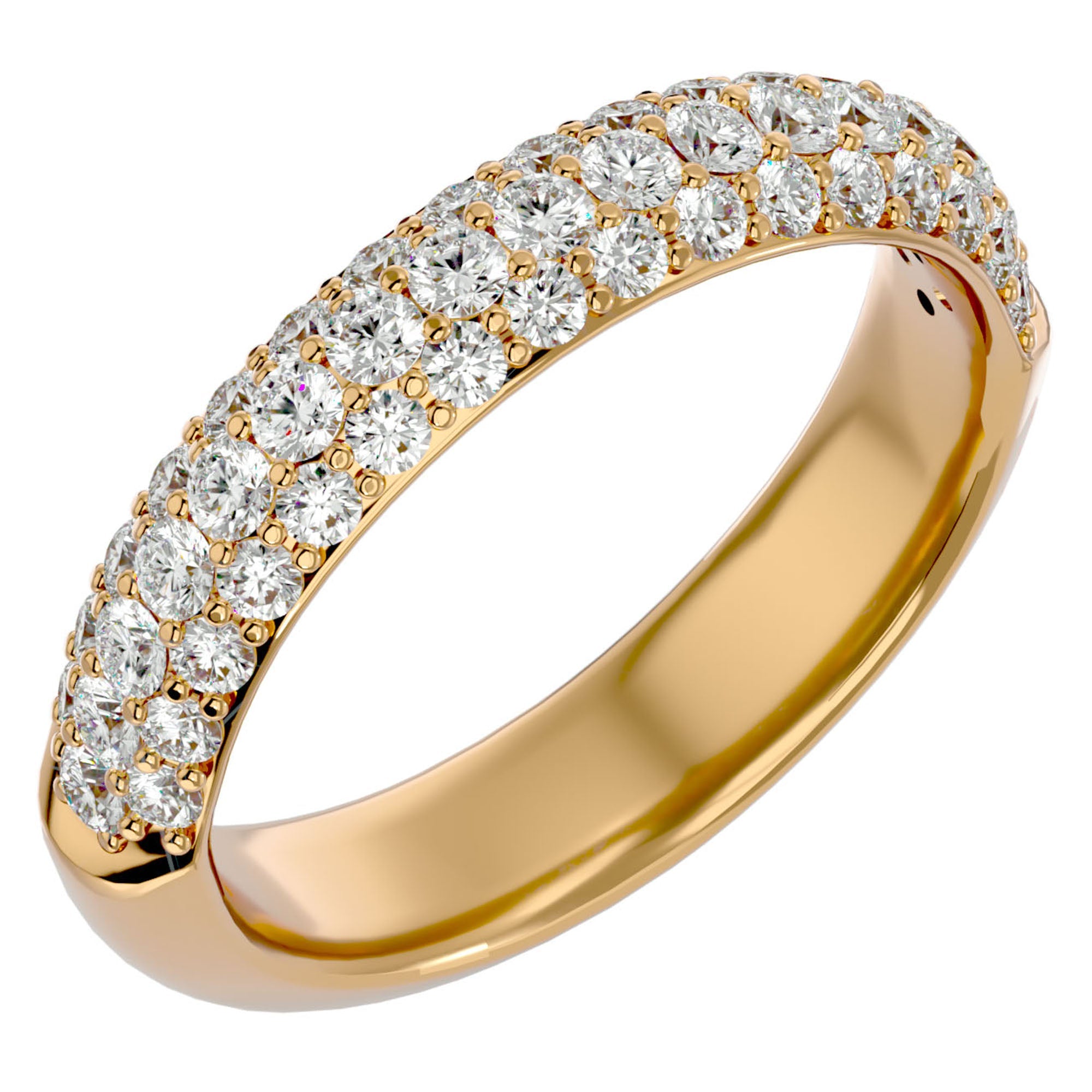 Inel Triplu Micro Pavé cu Moissanite de 0.90 ct din 18k Aur Galben - Castelo.ro