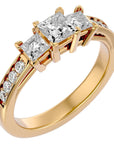 Inel de Logodnă Trei Diamante Create în Laborator Pavè de 1.28 ct din 18k Aur Galben - Castelo.ro