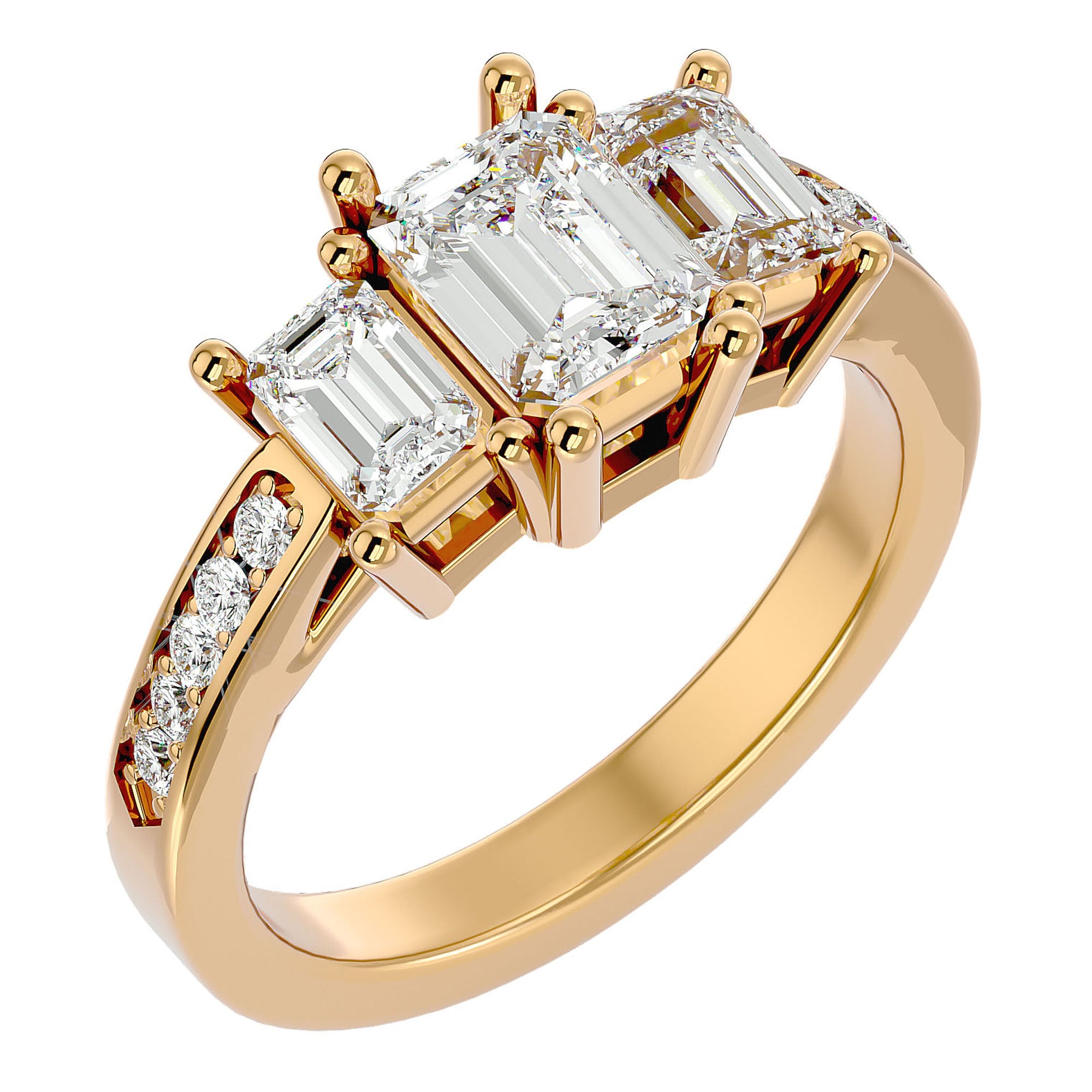 Inel de Logodnă Trei Diamante Naturale de 2.46 ct din 18k Aur Galben - Castelo.ro