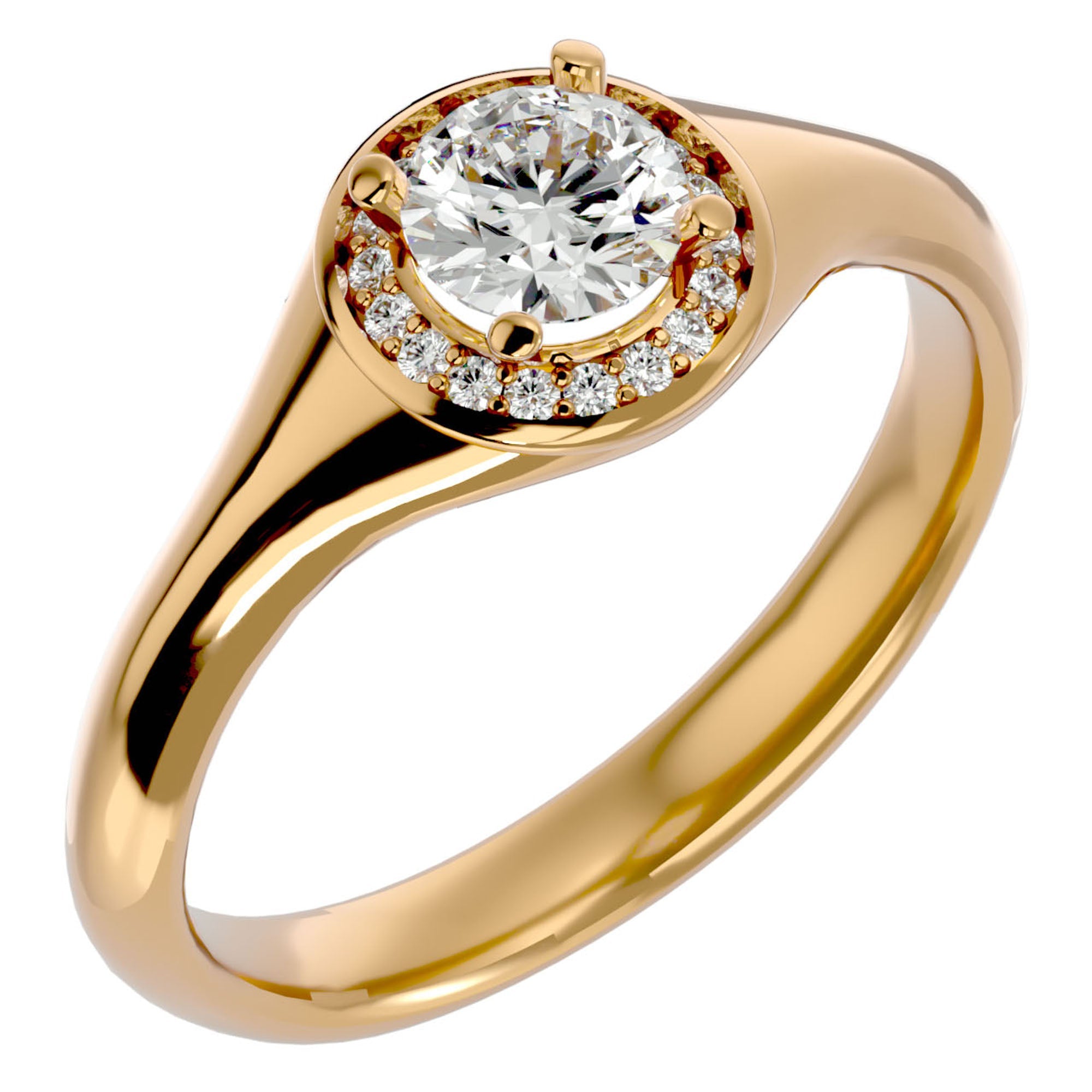 Inel de Logodnă Retro din Aur 14k cu Diamante Naturale Brilliant Halo de 0.54 ct din 14k Aur Galben - Castelo.ro