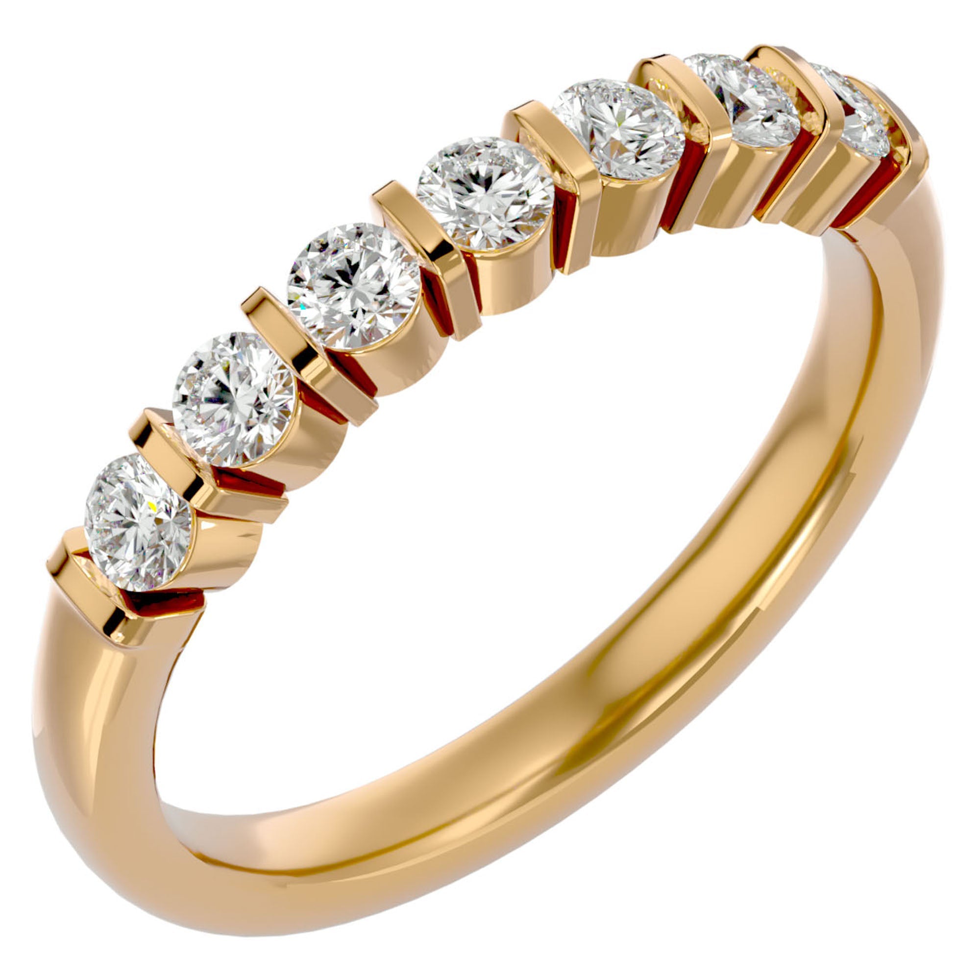 Inel Cu 7 Moissanite de 0.52 ct din 18k Aur Galben - Castelo.ro