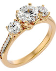 Inel de Logodnă din Aur 14k cu Trei Moissanite Solitaire Pavè de 1.80 ct din 14k Aur Galben - Castelo.ro