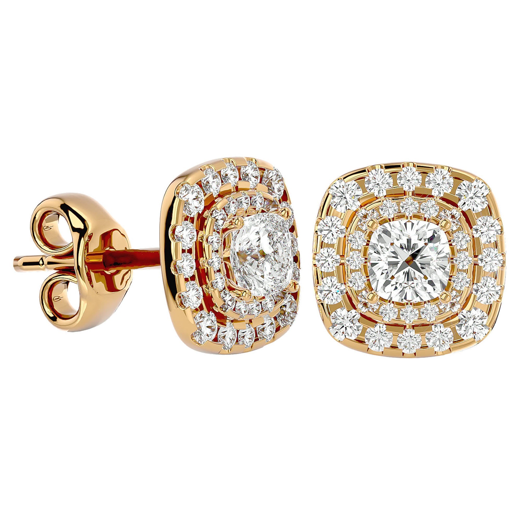 Cercei Stud Cu Diamante Create în Laborator de 2.2 ct din 18k Aur Galben - Castelo.ro