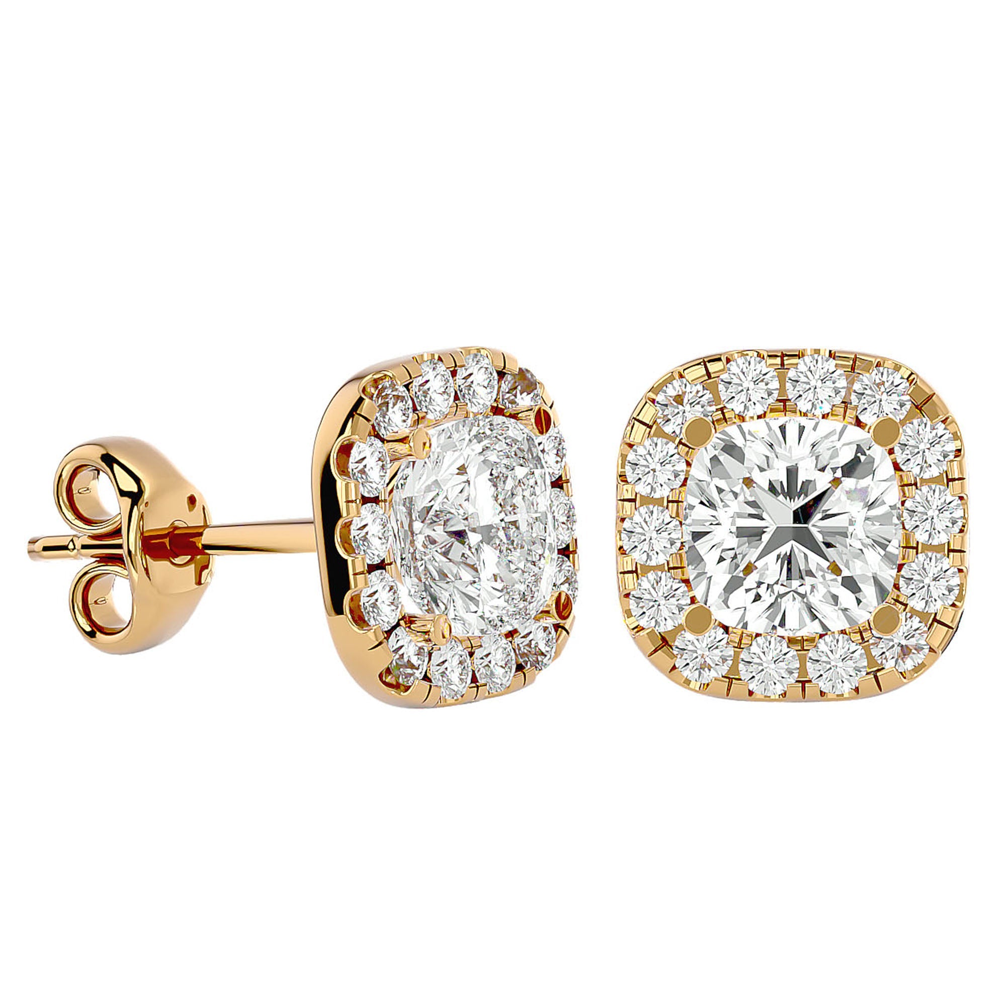 Cercei Stud Cu Moissanite de 2.06 ct din 18k Aur Galben - Castelo.ro