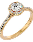Inel de Logodnă Talisman din Aur 14k cu Moissanite Halo Pavé de 0.89 ct din 14k Aur Galben - Castelo.ro