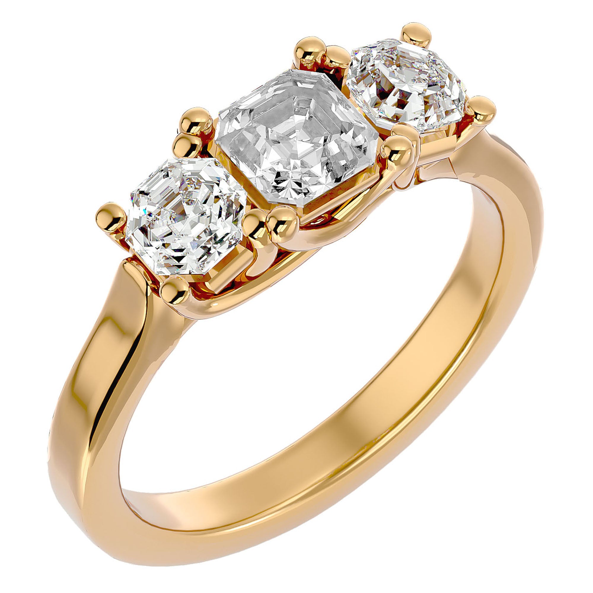Inel de Logodnă cu Trei Diamante Naturale de 2.20 ct din 18k Aur Galben - Castelo.ro