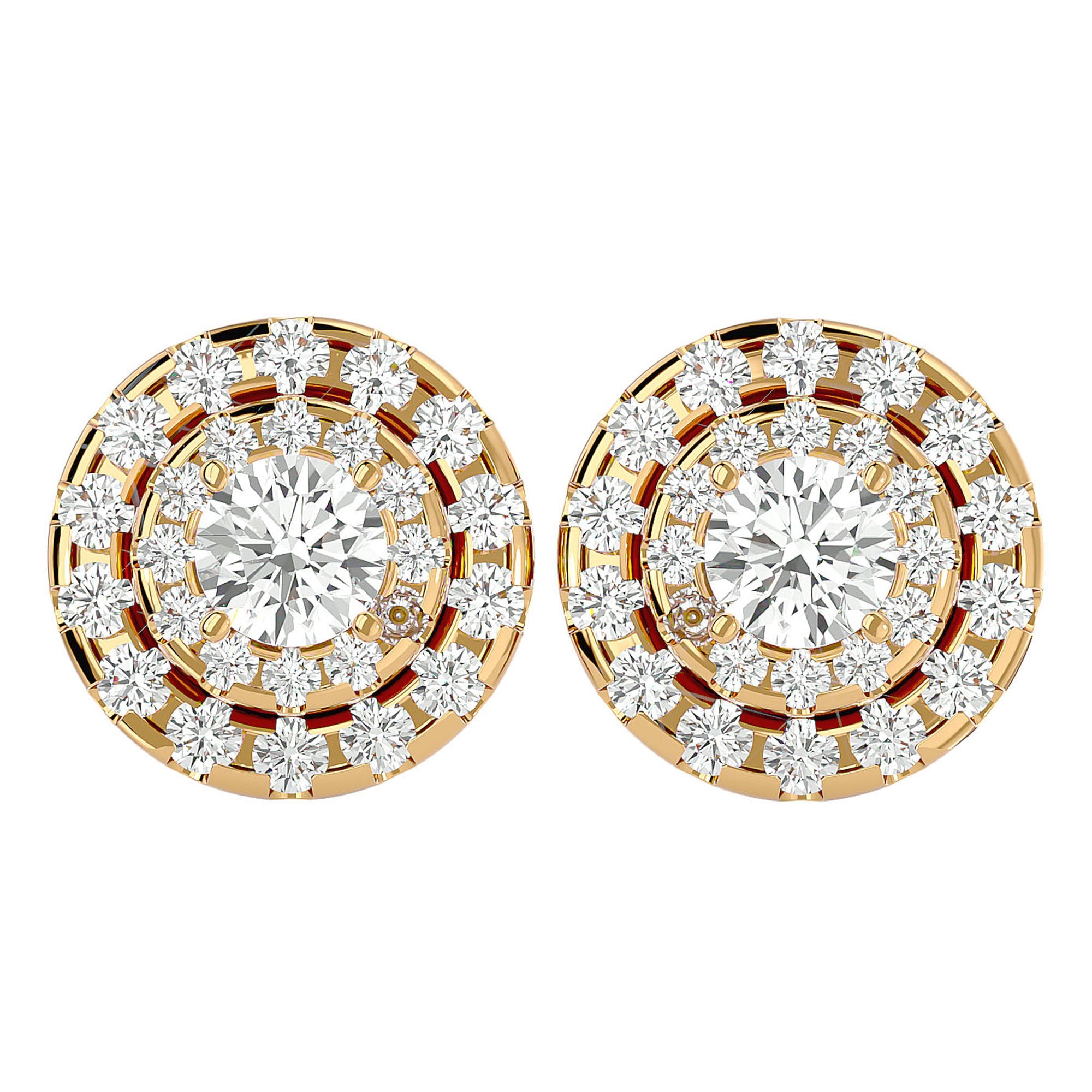 Cercei Halo Distins Cu Moissanite de 1.97 ct din 18k Aur Galben - Castelo.ro