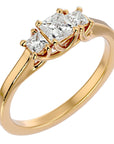 Inel de Logodnă din Aur 14k cu Trei Diamante Create în Laborator In Forma De Prințesă de 0.59 ct din 14k Aur Galben - Castelo.ro