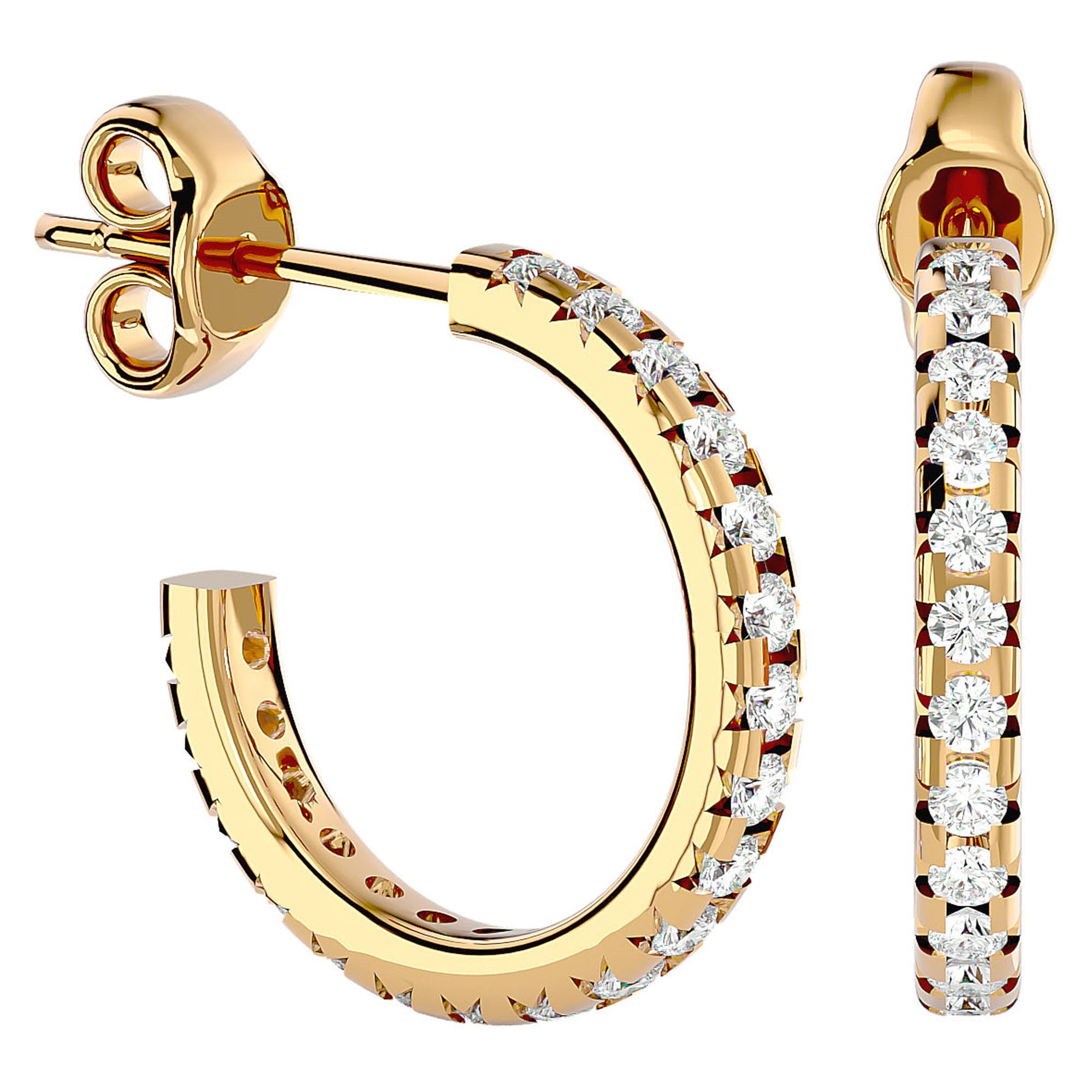 Cercei Hoop din Aur 14k Cu Diamante Naturale de 0.70 ct din 14k Aur Galben - Castelo.ro