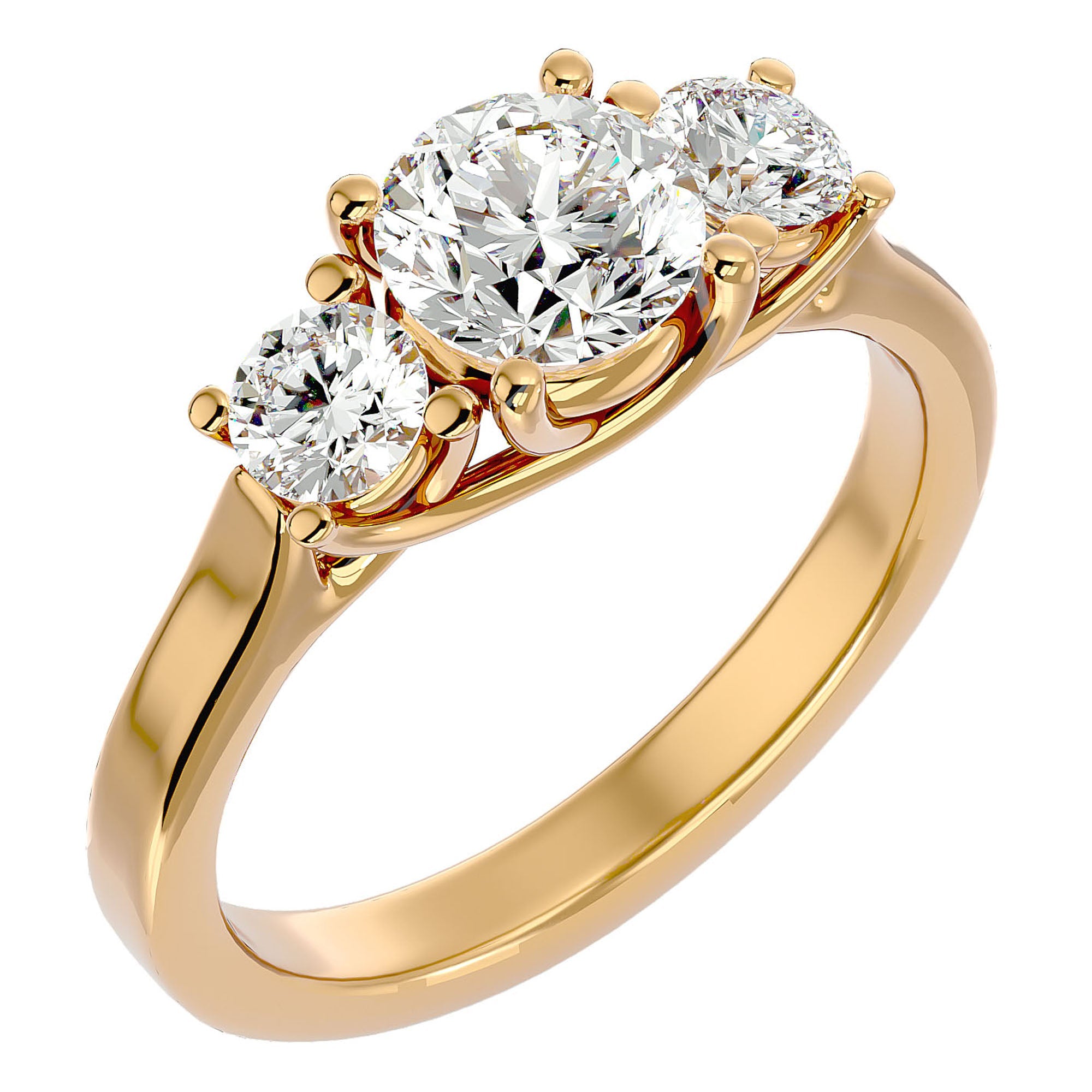 Inel de Logodnă Renée din Aur 14k cu Trei Diamante Naturale de 1.95 ct din 14k Aur Galben - Castelo.ro