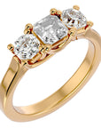 Inel de Logodnă cu Trei Moissanite de 2.20 ct din 18k Aur Galben - Castelo.ro