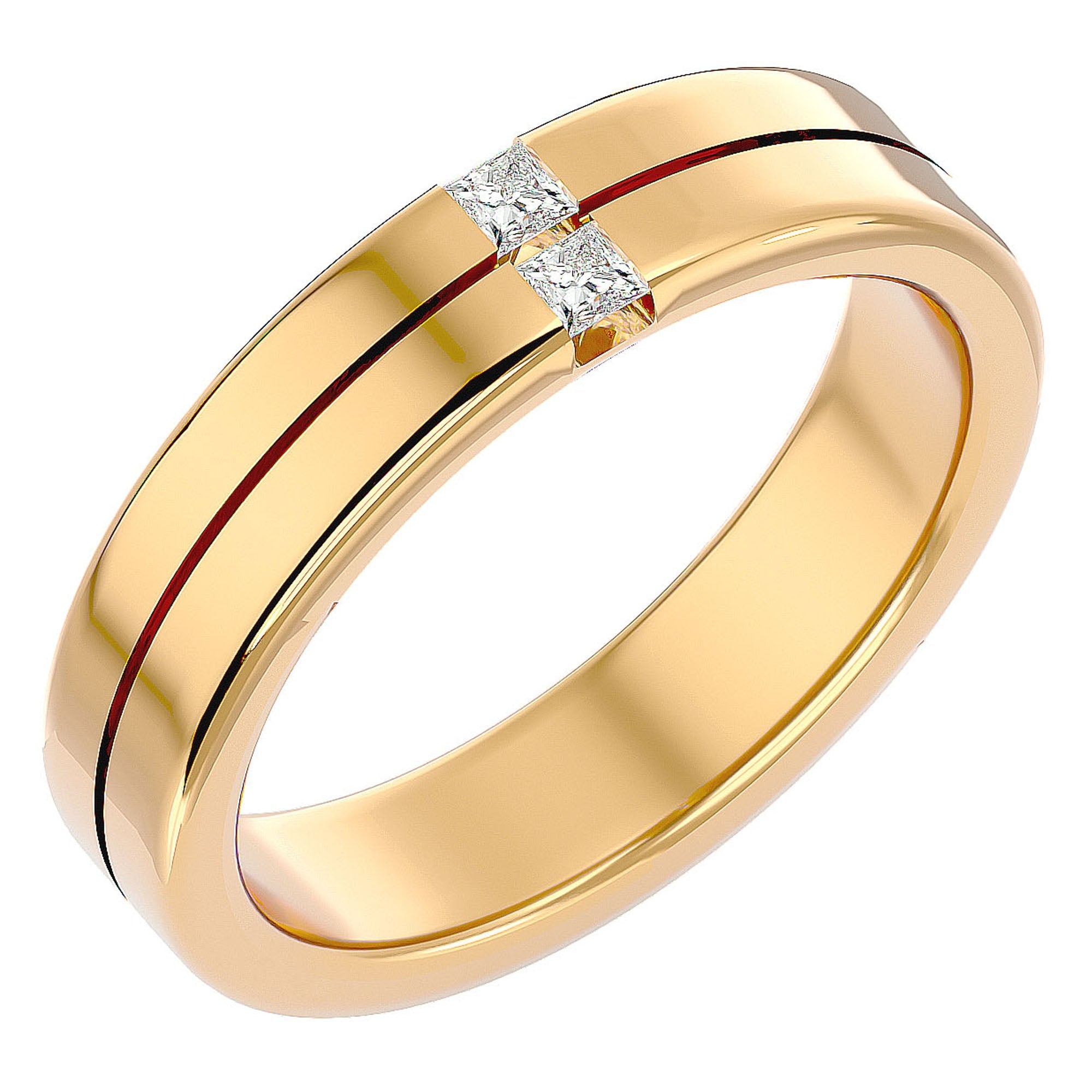 Verighetă din Aur 14k cu Tăietură si Diamante Create în Laborator de 0.14 ct din 14k Aur Galben - Castelo.ro