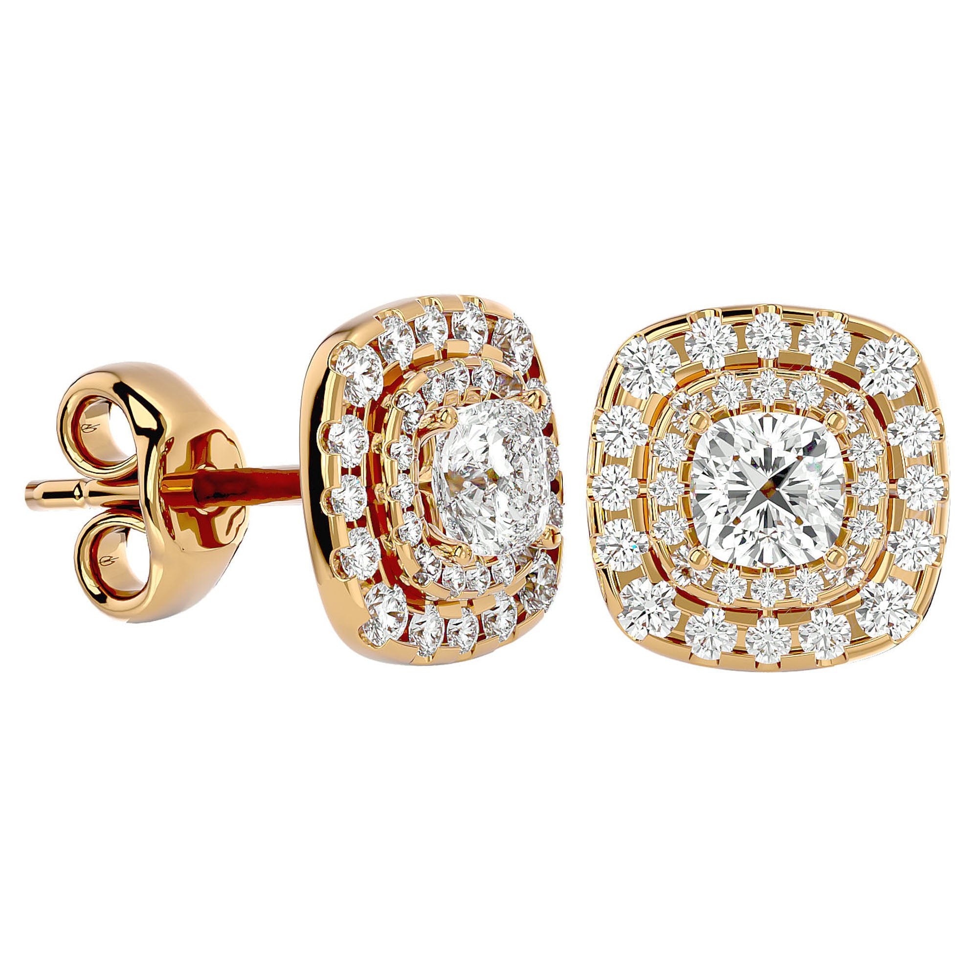Cercei Stud Cu Moissanite de 2.2 ct din 18k Aur Galben - Castelo.ro