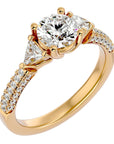 Inel de Logodnă din Aur 14k cu Trei Diamante Create în Laborator Pavè de 1.63 ct din 14k Aur Galben - Castelo.ro