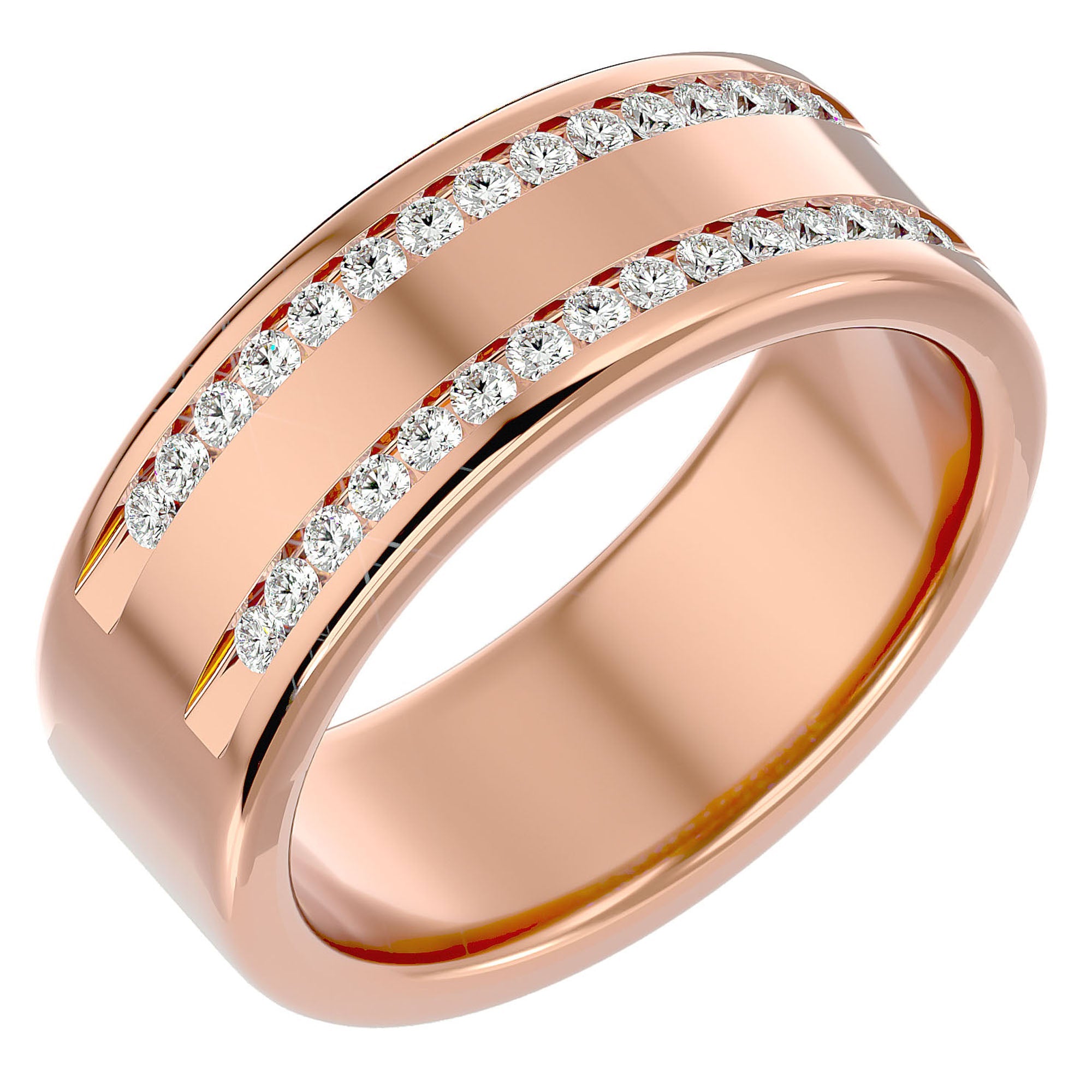Verighetă Solène din Aur 14k Cu Două Rânduri De Diamante Naturale de 0.46 ct din 14k Aur Roz - Castelo.ro