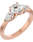 Inel de Logodnă Hélène cu Trei Moissanite de 2.18 ct din 18k Aur Roz - Castelo.ro