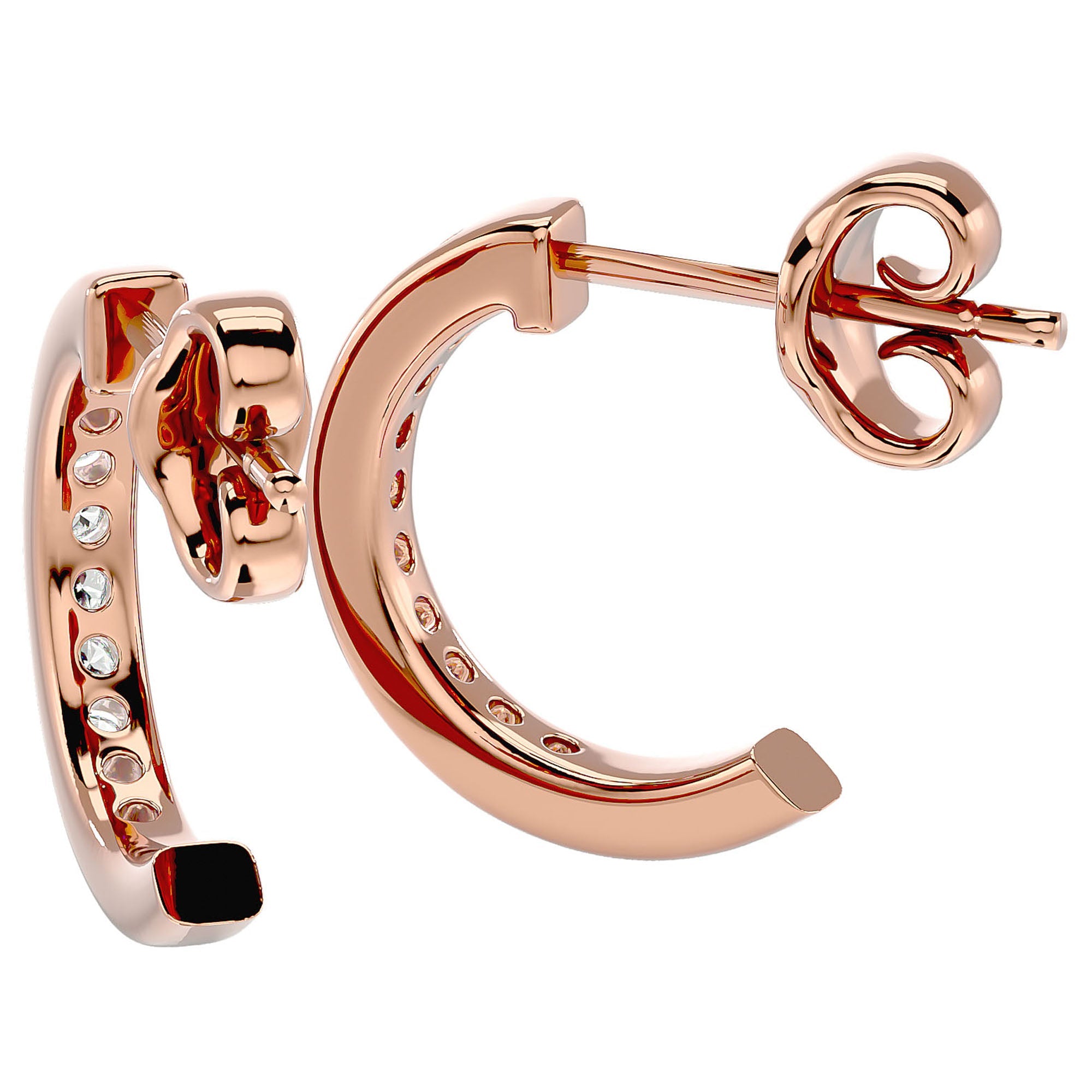 Cercei Hoop Regali din Aur 14k cu Diamante Naturale de 0.54 ct din 14k Aur Roz - Castelo.ro