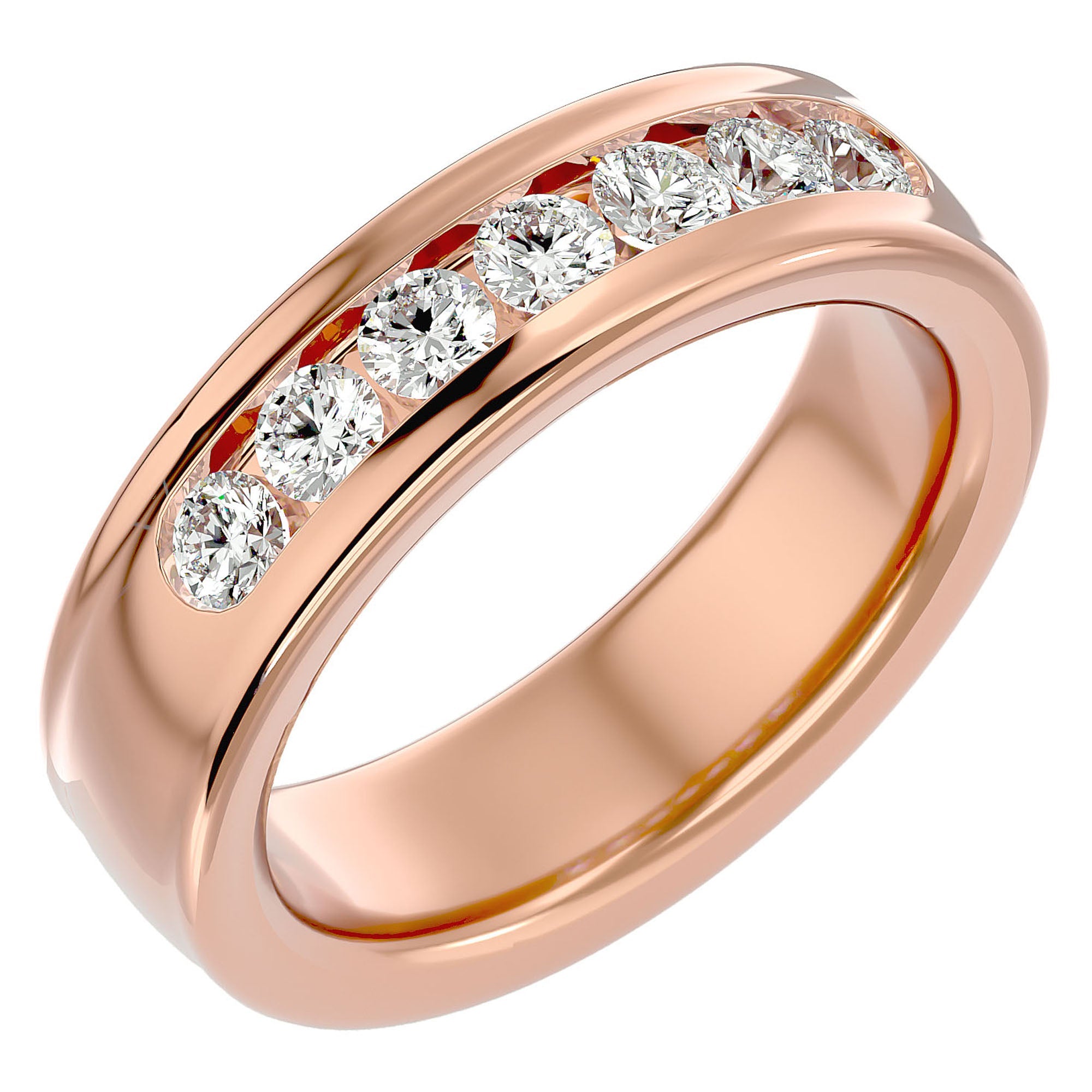 Verighetă din Aur 14k cu Bandă De Diamante Naturale de 1.03 ct din 14k Aur Roz - Castelo.ro