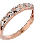 Inel Bagheta Eternity cu Diamante Naturale de 0.56 ct din 18k Aur Roz - Castelo.ro