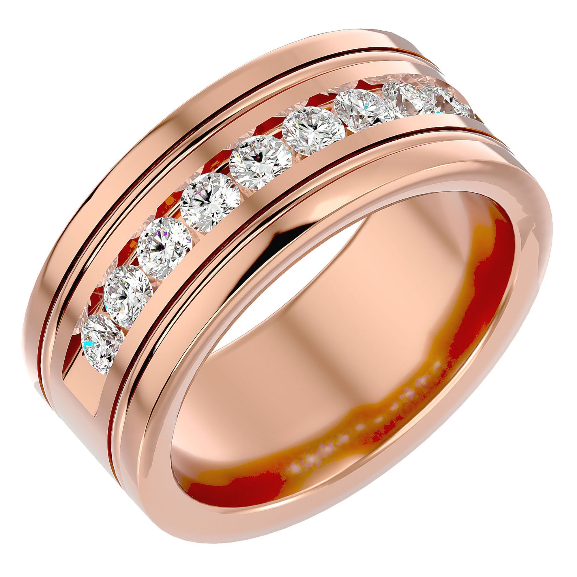 Verighetă Juliette din Aur 14k cu Bandă De Diamante Create în Laborator de 1.01 ct din 14k Aur Roz - Castelo.ro