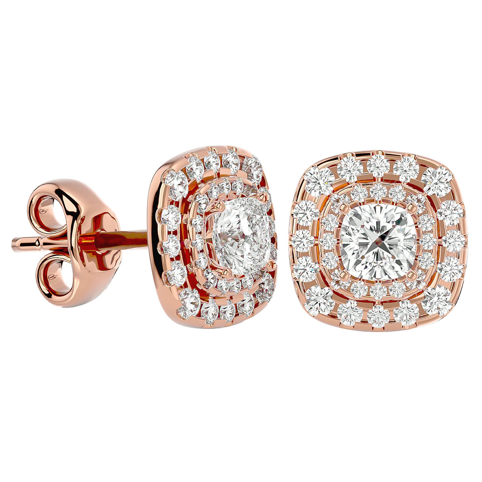 Cercei Stud Cu Moissanite de 2.2 ct din 18k Aur Roz - Castelo.ro