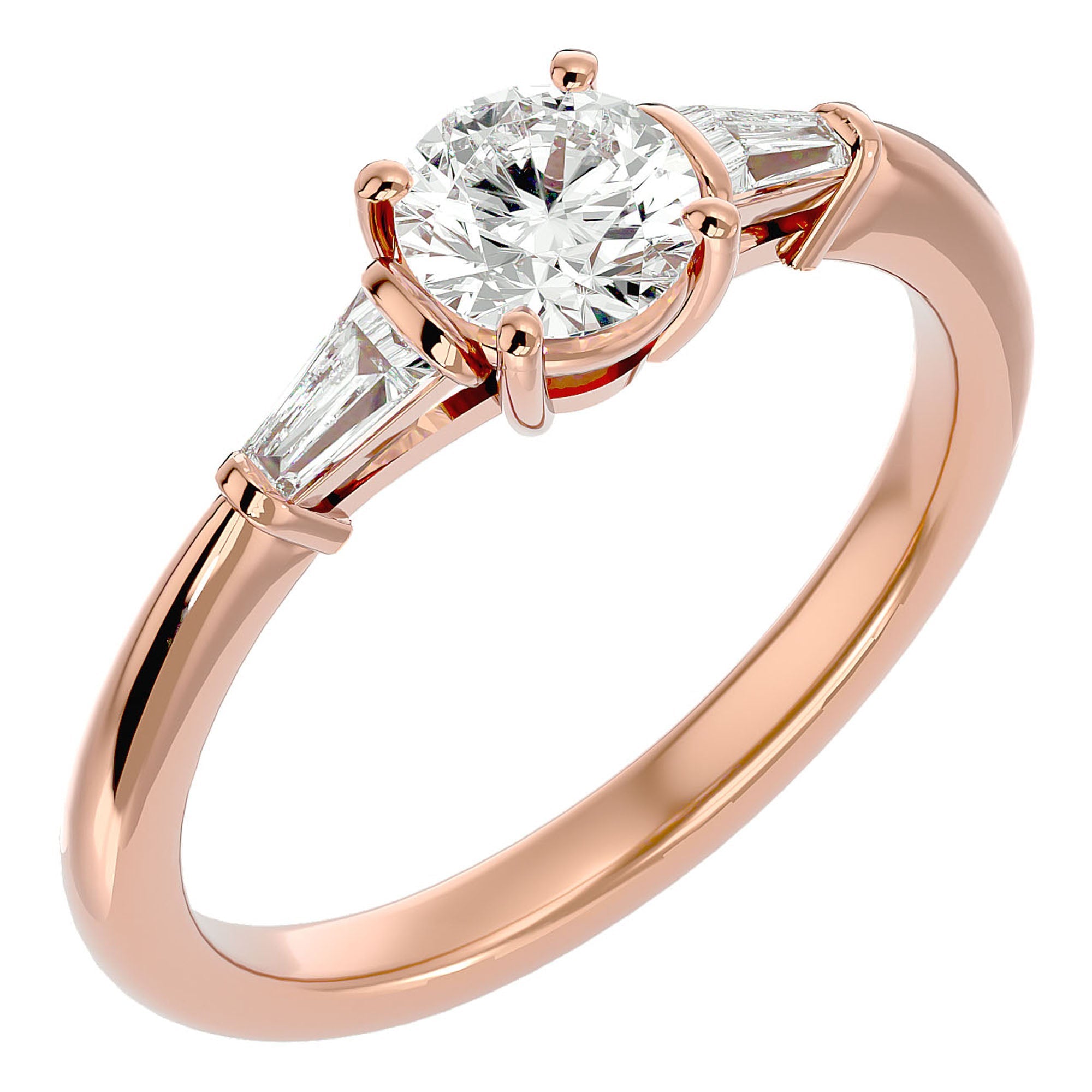 Inel de Logodnă din Aur 14k cu Trei Diamante Create în Laborator de 0.93 ct din 14k Aur Roz - Castelo.ro