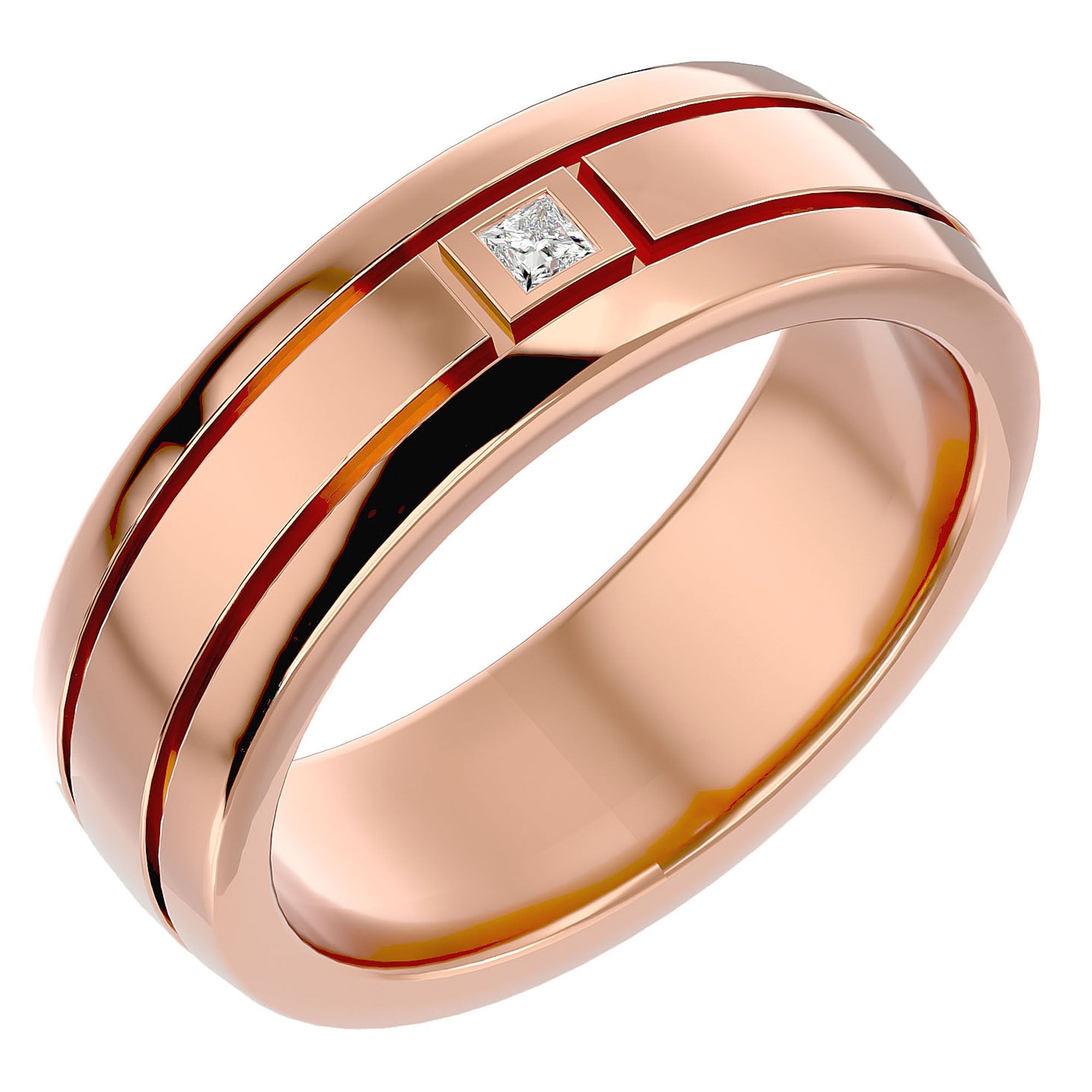 Verighetă Aurora din Aur 14k cu Diamant Creat în Laborator de 0.06 ct din 14k Aur Roz - Castelo.ro