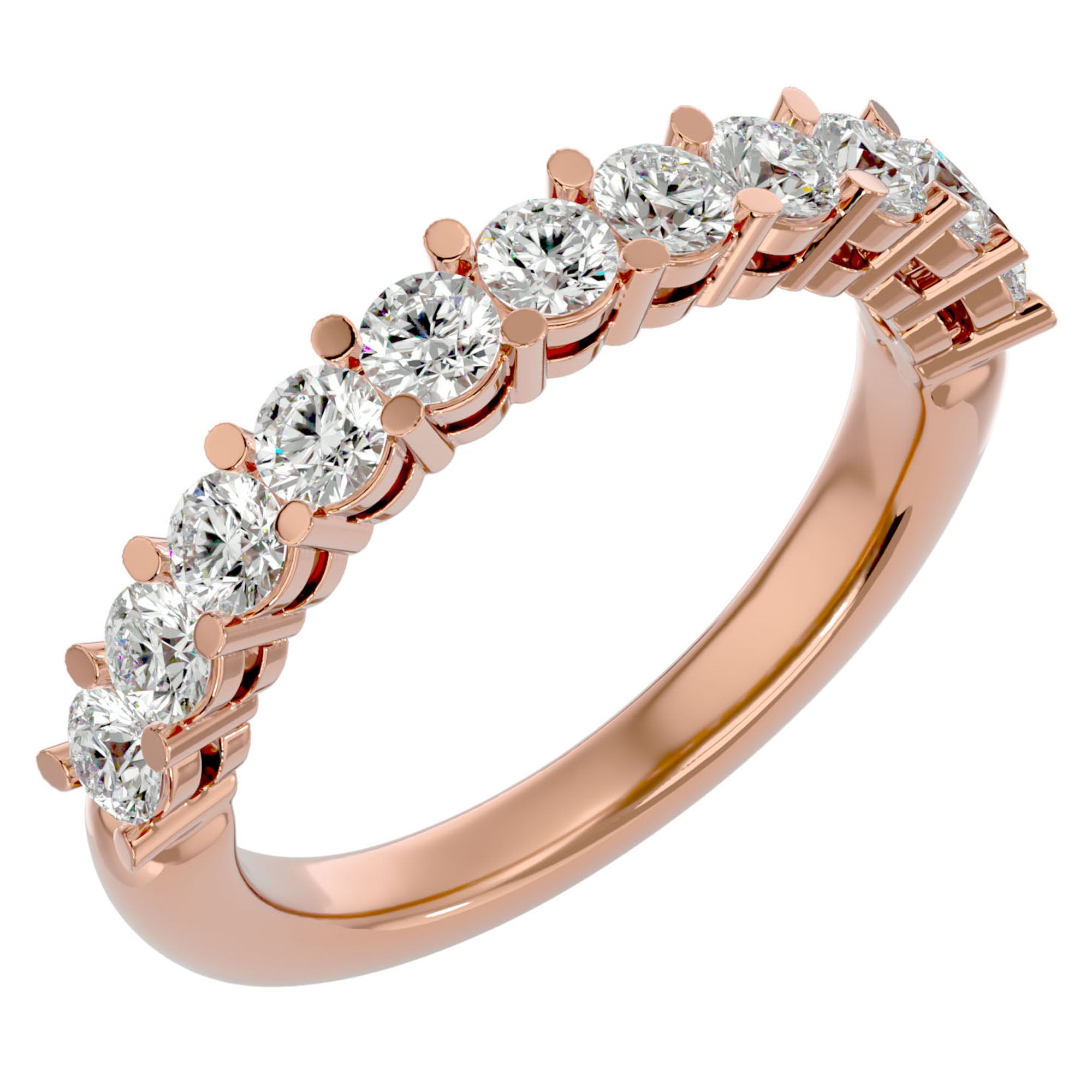 Inel Cu 11 Diamante Naturale Montate In Prong 1.11 ct din 18k Aur Roz - Castelo.ro