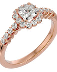 Inel de Logodnă Fleur Pavé cu Moissanite de 0.94 ct din 18k Aur Roz - Castelo.ro