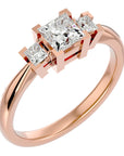 Inel de Logodnă Cu Trei Diamante Naturale Tăietură Prințesă de 1.00 ct din 18k Aur Roz - Castelo.ro
