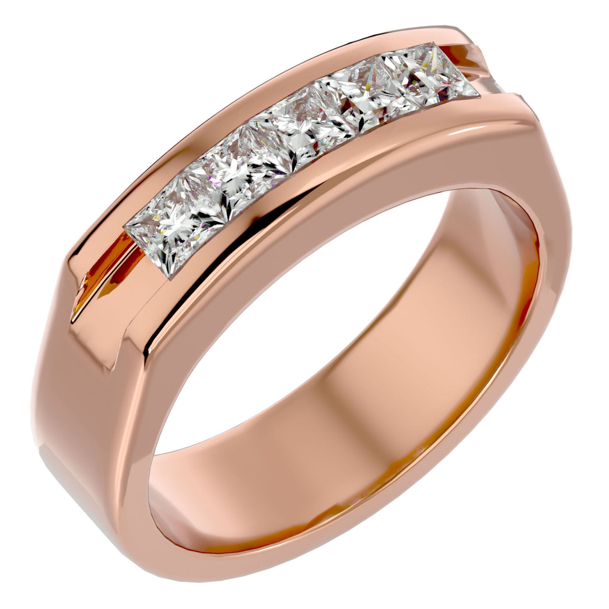 Verighetă Prestigiu din Aur 14k cu Moissanite de 1.24 ct din 14k Aur Roz - Castelo.ro