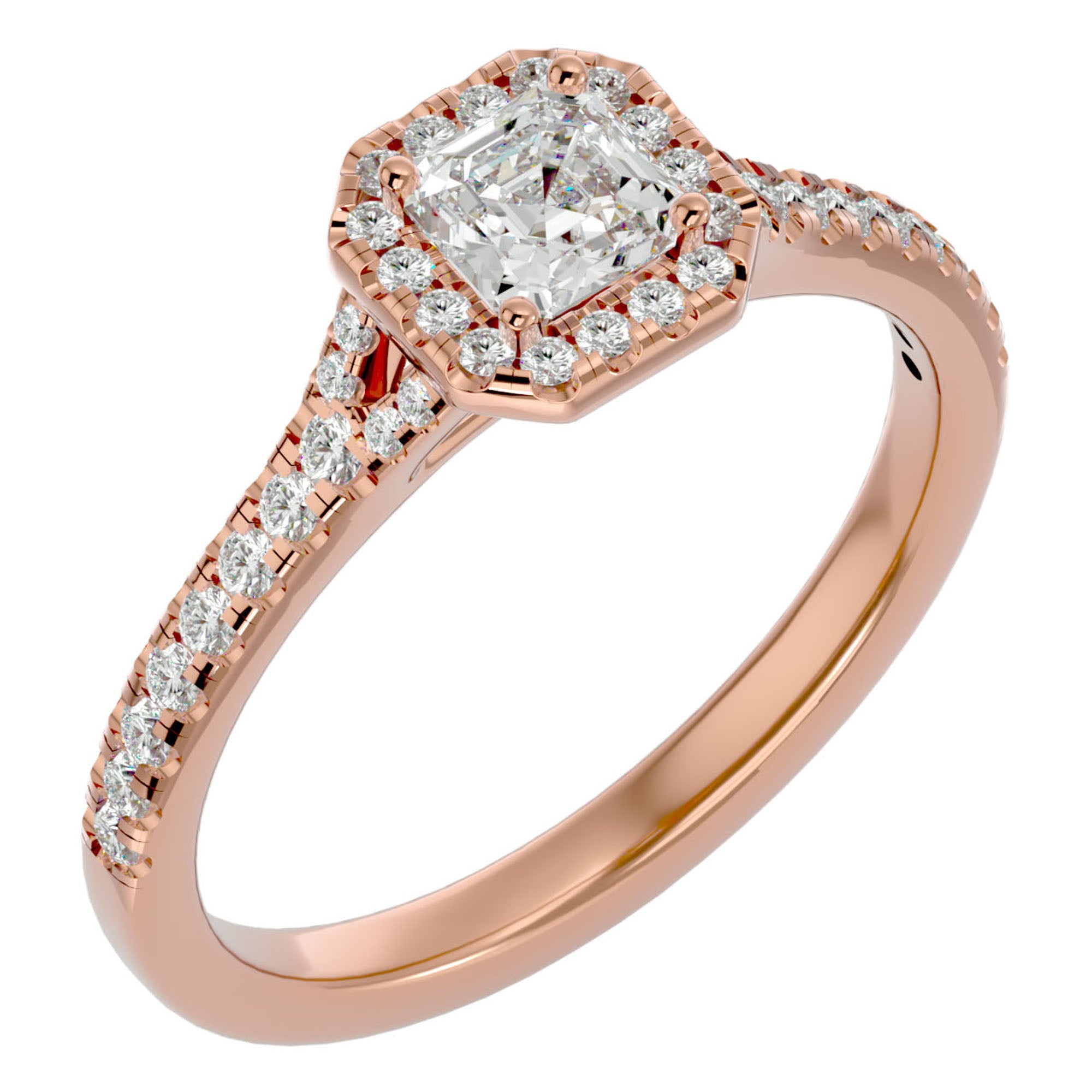 Inel de Logodnă Retro Pavé din Aur 14k cu Diamante Naturale de 0.46 ct din 14k Aur Roz - Castelo.ro