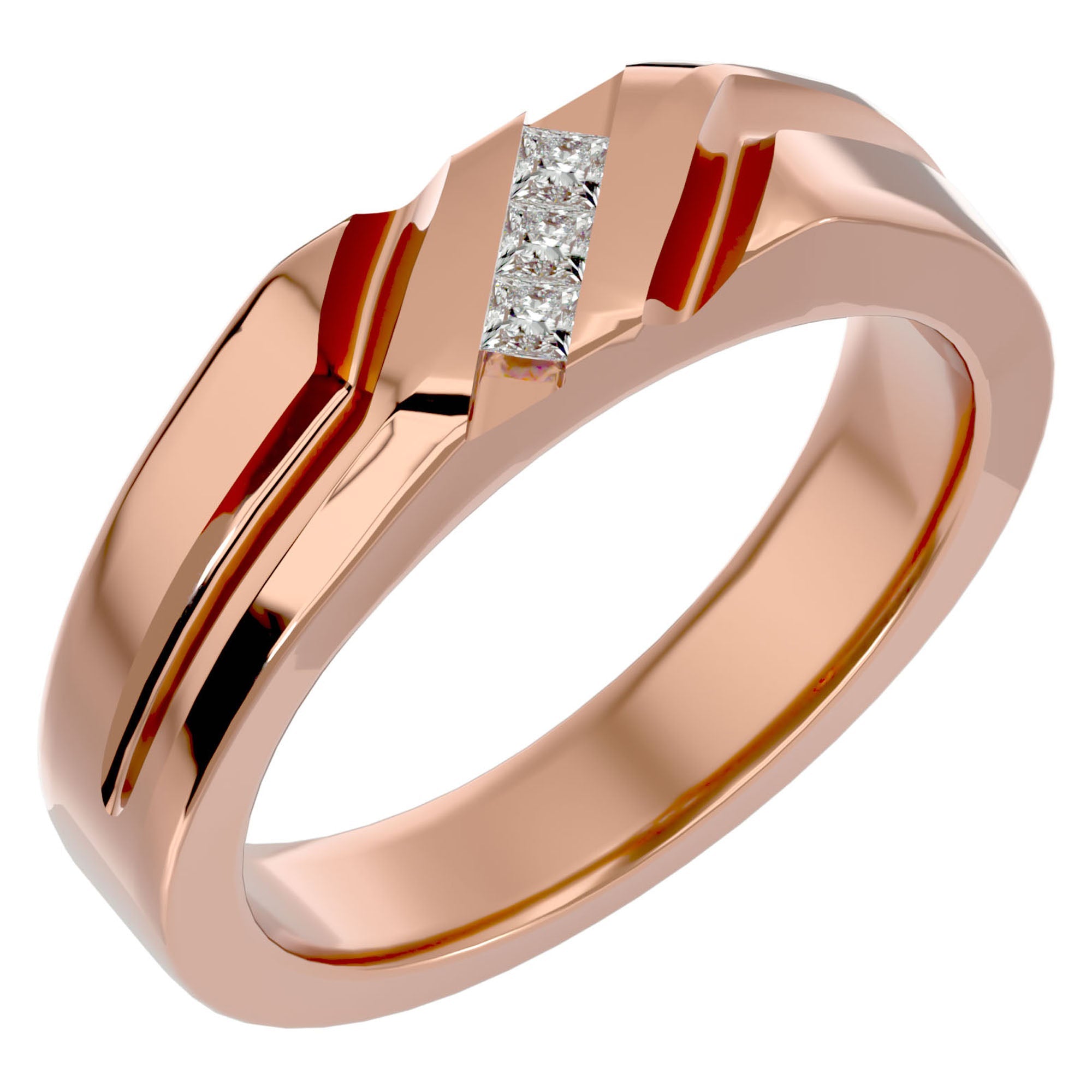 Verighetă cu Tăietură si Moissanite de 0.18 ct din 18k Aur Roz - Castelo.ro