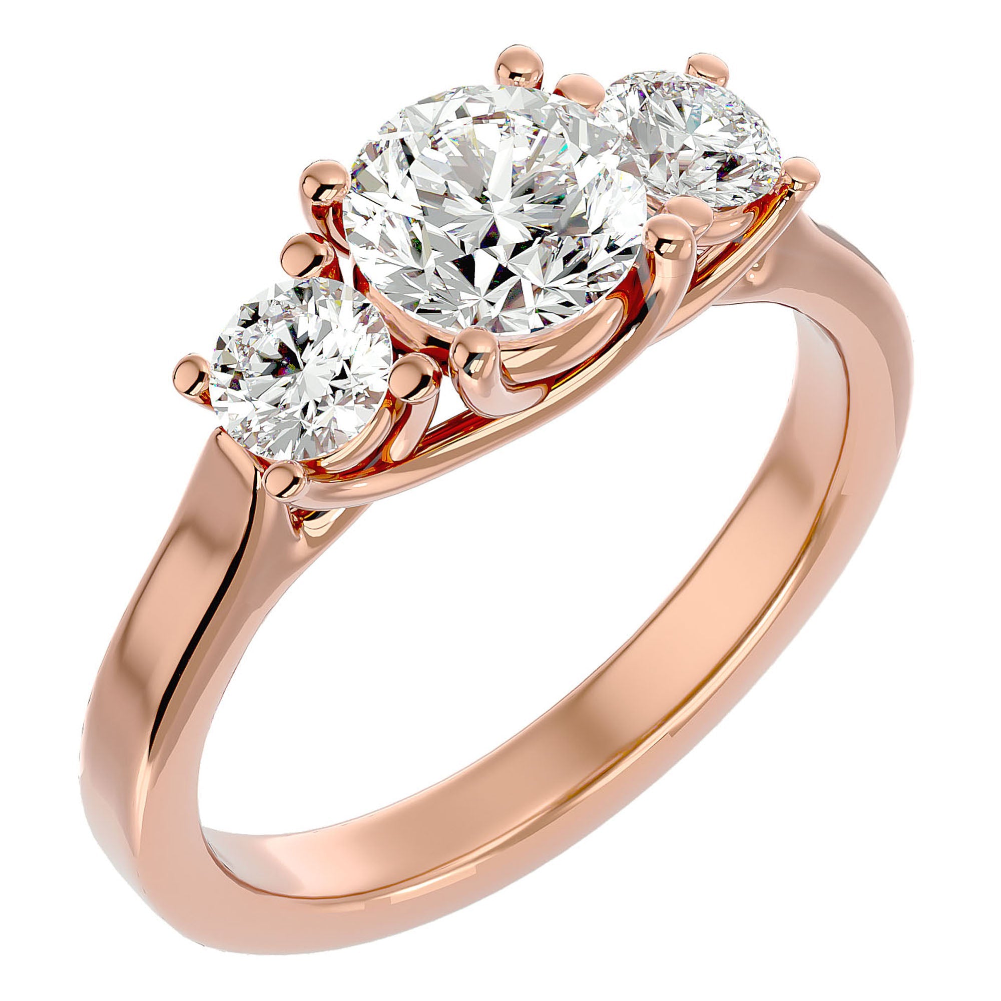 Inel de Logodnă Renée din Aur 14k cu Trei Diamante Naturale de 1.95 ct din 14k Aur Roz - Castelo.ro