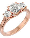 Inel de Logodnă Renée din Aur 14k cu Trei Diamante Naturale de 1.95 ct din 14k Aur Roz - Castelo.ro