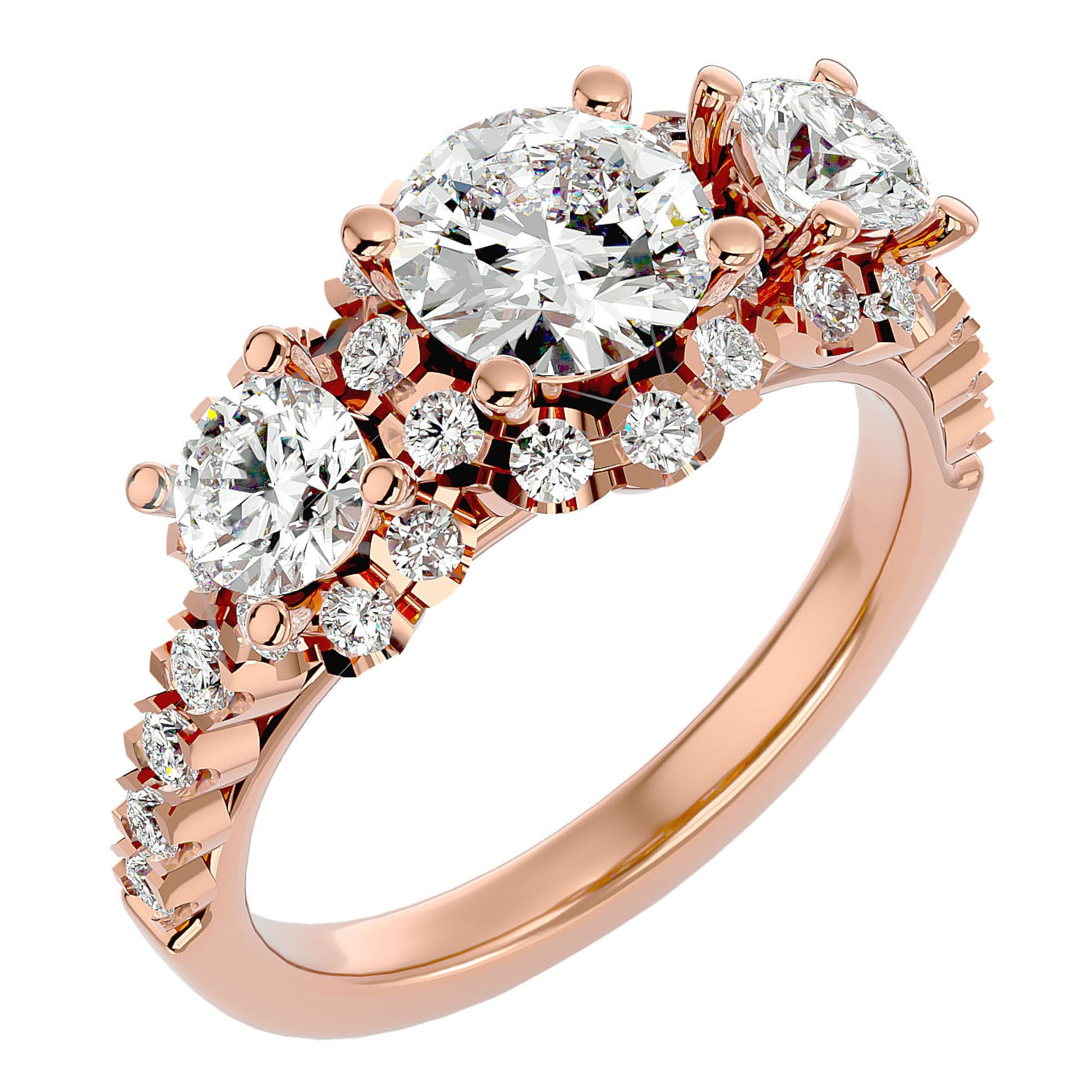Inel de Logodnă Imperial cu Diamante Naturale de 2.04 ct din 18k Aur Roz - Castelo.ro