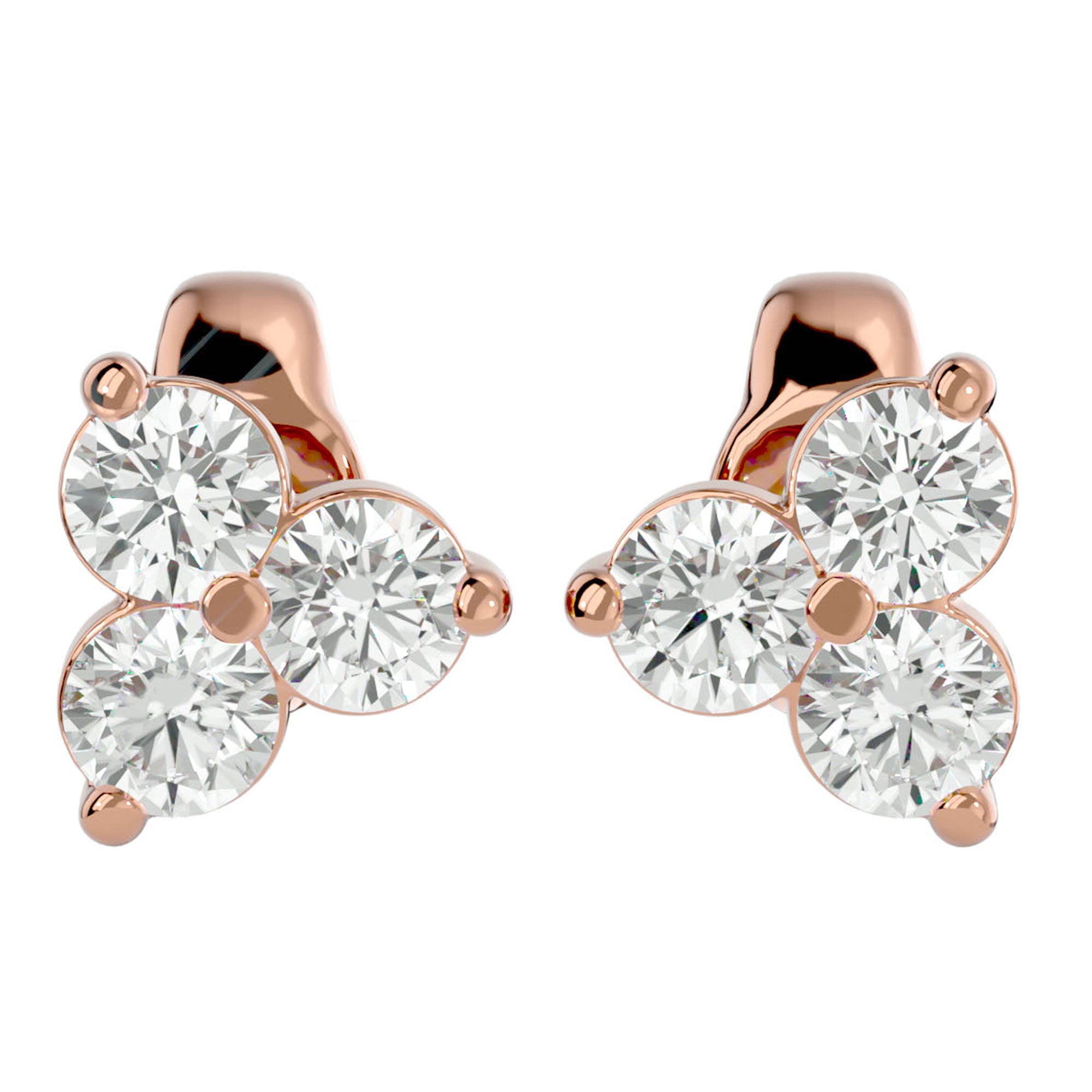 Cercei Stud Martini din Aur 14k Moissanite de 0.44 ct din 14k Aur Roz - Castelo.ro