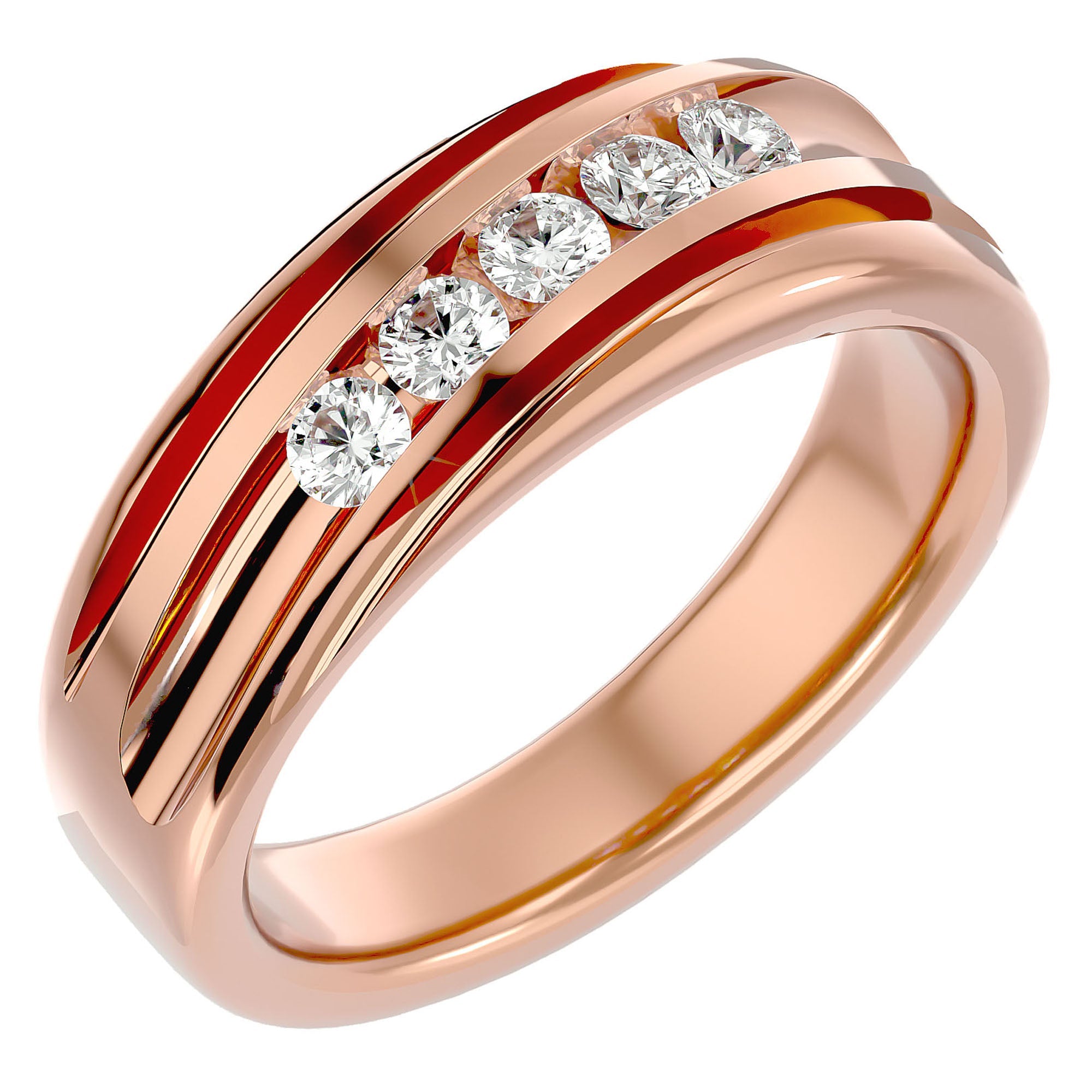 Verighetă Regală din Aur 14k cu Moissanite de 0.51 ct din 14k Aur Roz - Castelo.ro