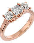 Inel de Logodnă din Aur 14k cu Trei Diamante Naturale de 2.20 ct din 14k Aur Roz - Castelo.ro
