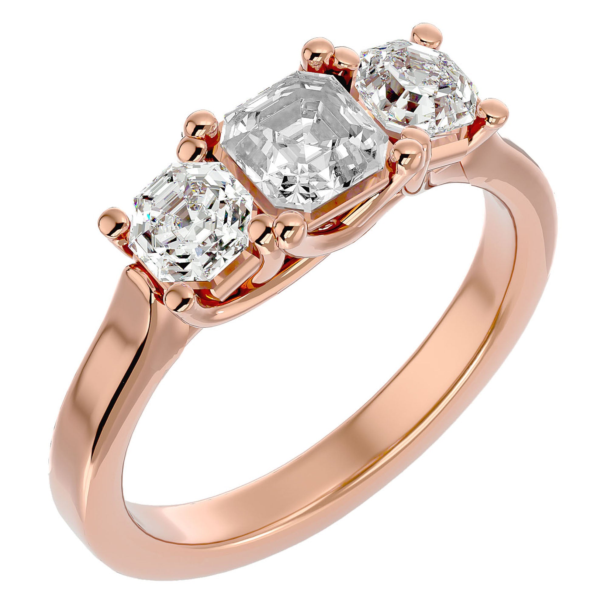 Inel de Logodnă cu Trei Diamante Naturale de 2.20 ct din 18k Aur Roz - Castelo.ro