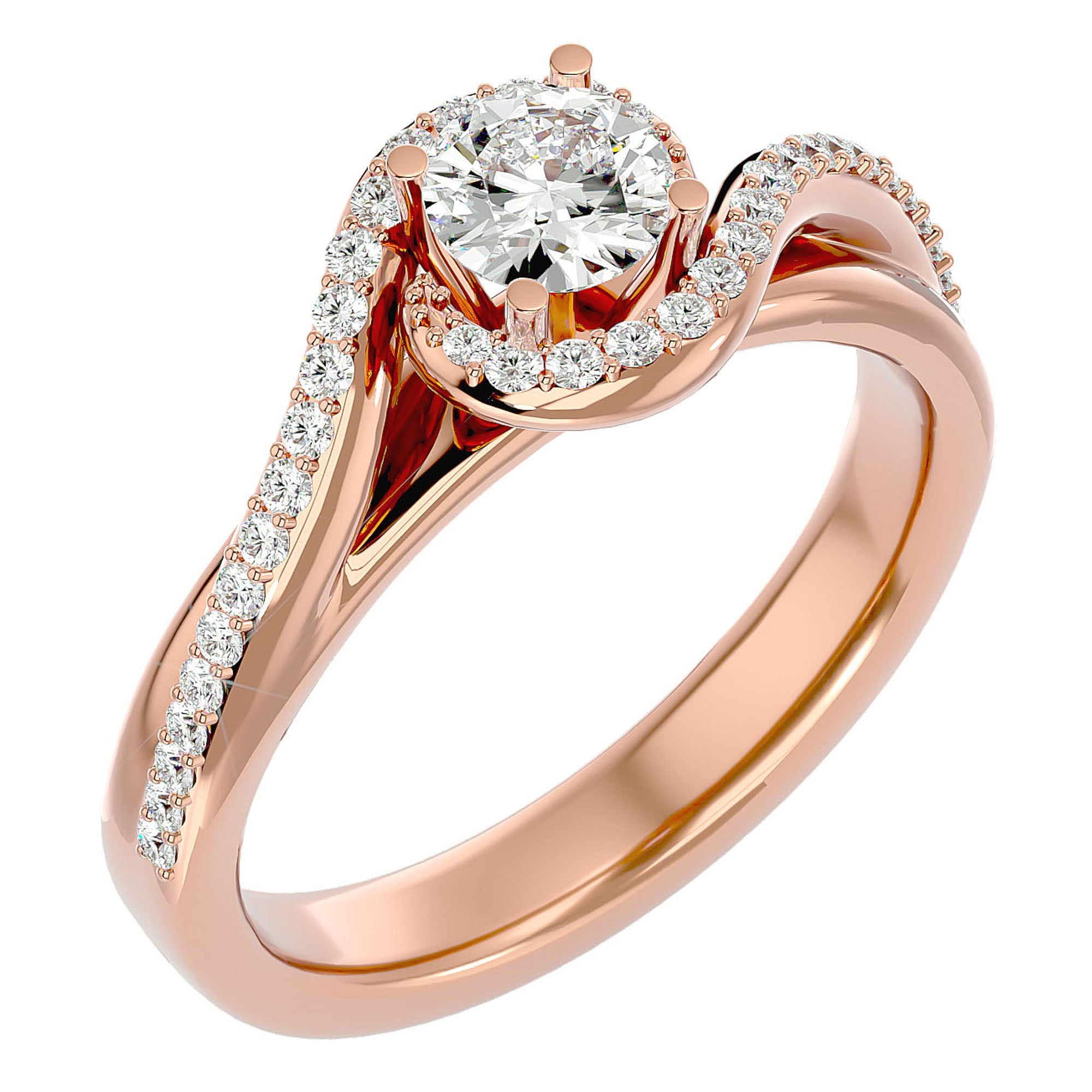 Inel de Logodnă din Aur 14k cu Moissanite Pavé în Spirală Eternă de 0.61 ct din 14k Aur Roz - Castelo.ro