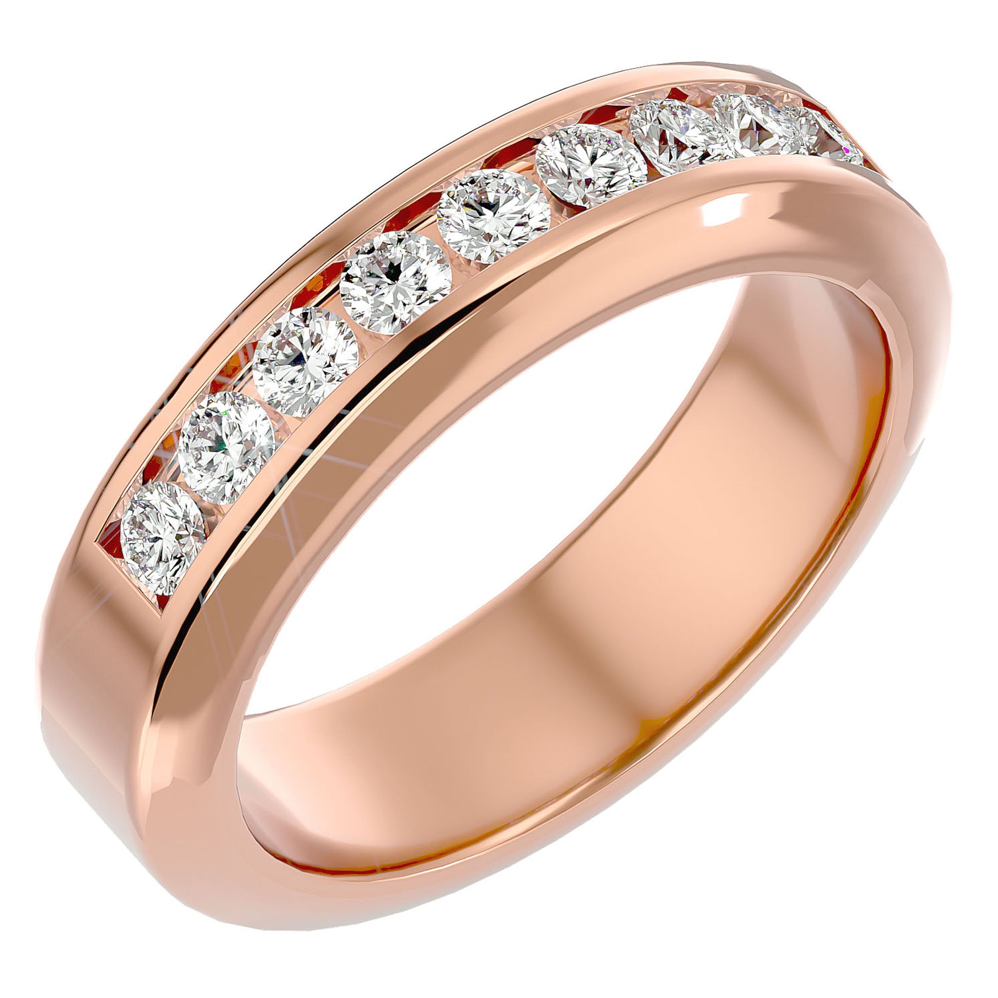 Verighetă Chloé cu Bandă De Moissanite de 0.74 CT din 18k Aur Roz - Castelo.ro