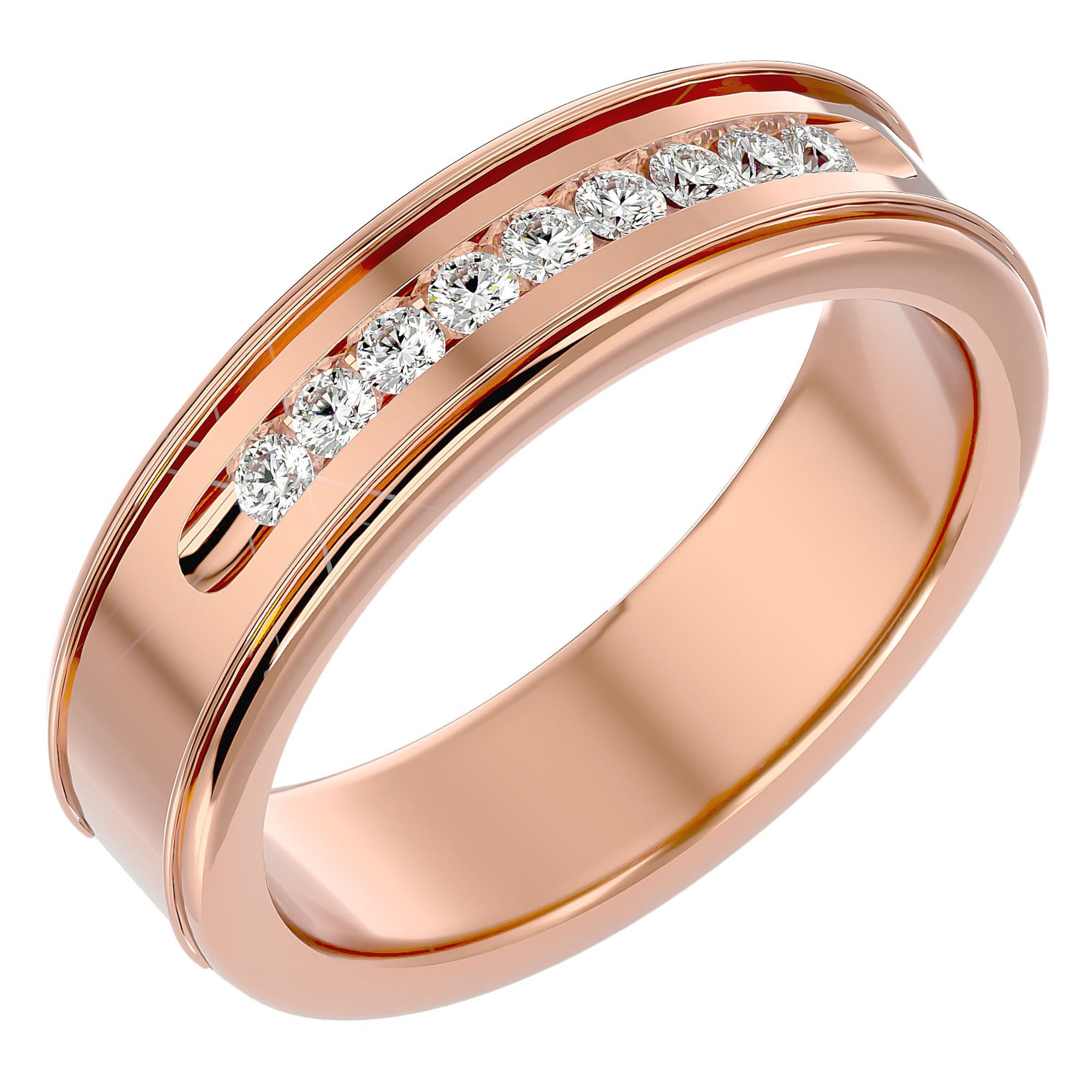 Verighetă Céline din Aur 14k cu Bandă De Diamante Naturale de 0.31 ct din 14k Aur Roz - Castelo.ro