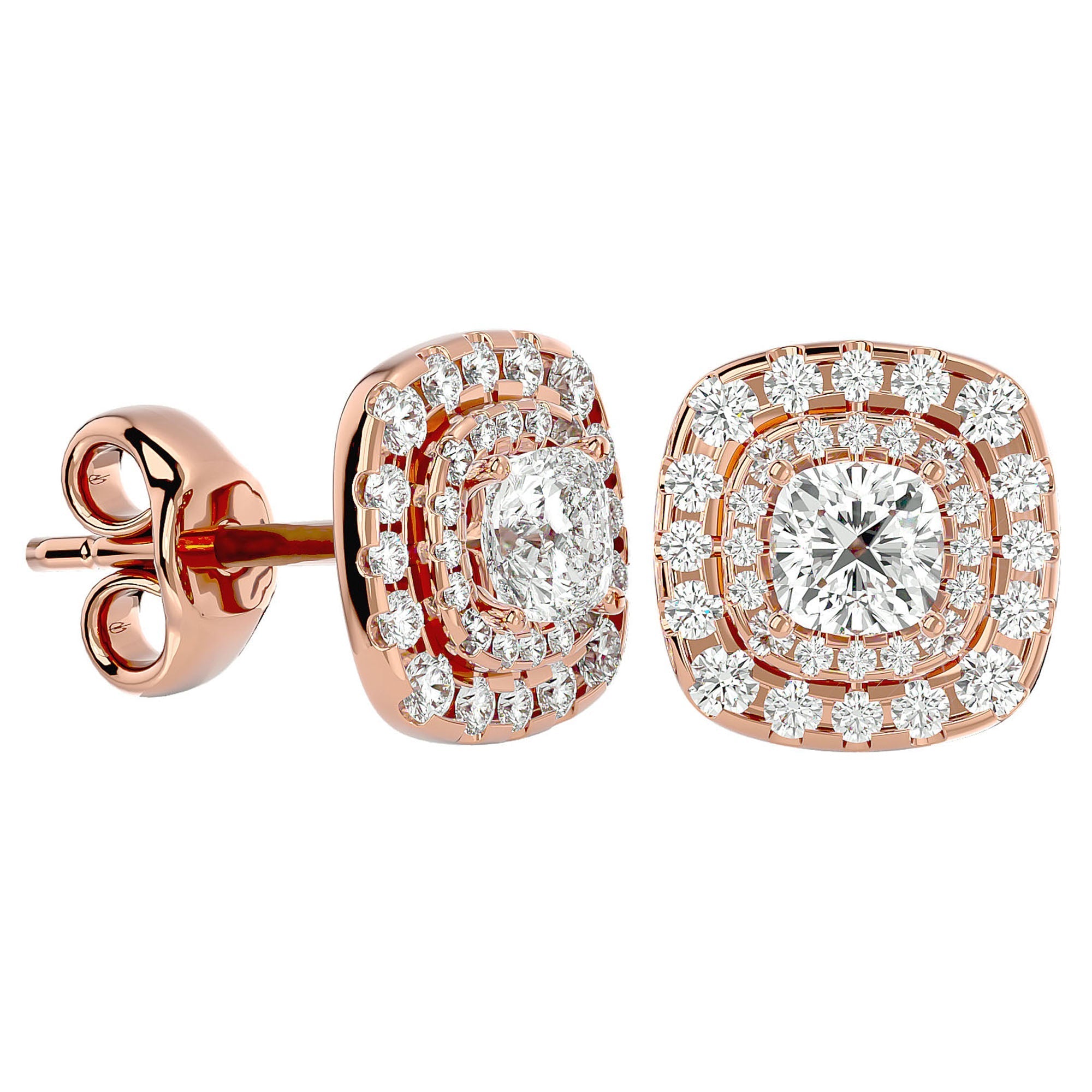 Cercei Stud din Aur 14k Cu Diamante Create în Laborator de 2.2 ct din 14k Aur Roz - Castelo.ro