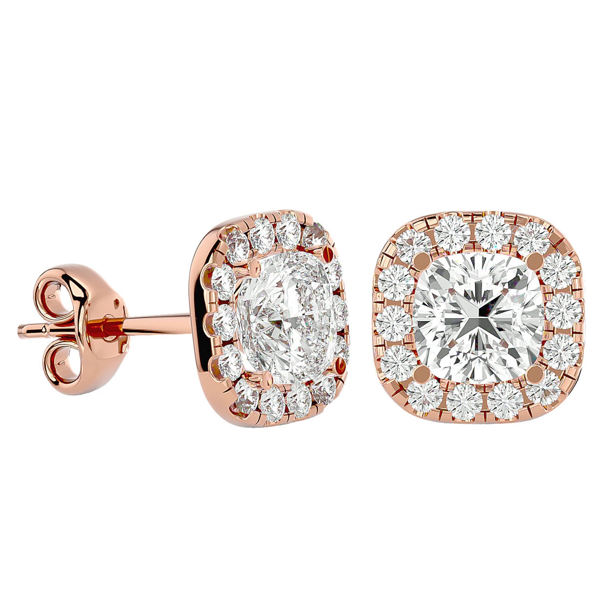 Cercei Stud din Aur 14k Cu Diamante Create în Laborator de 2.06 ct din 14k Aur Roz - Castelo.ro