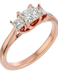 Inel de Logodnă Trei Diamante Create în Laborator din Aur 14k Cu Tăietură De Prințesă de 0.96 ct din 14k Aur Roz - Castelo.ro
