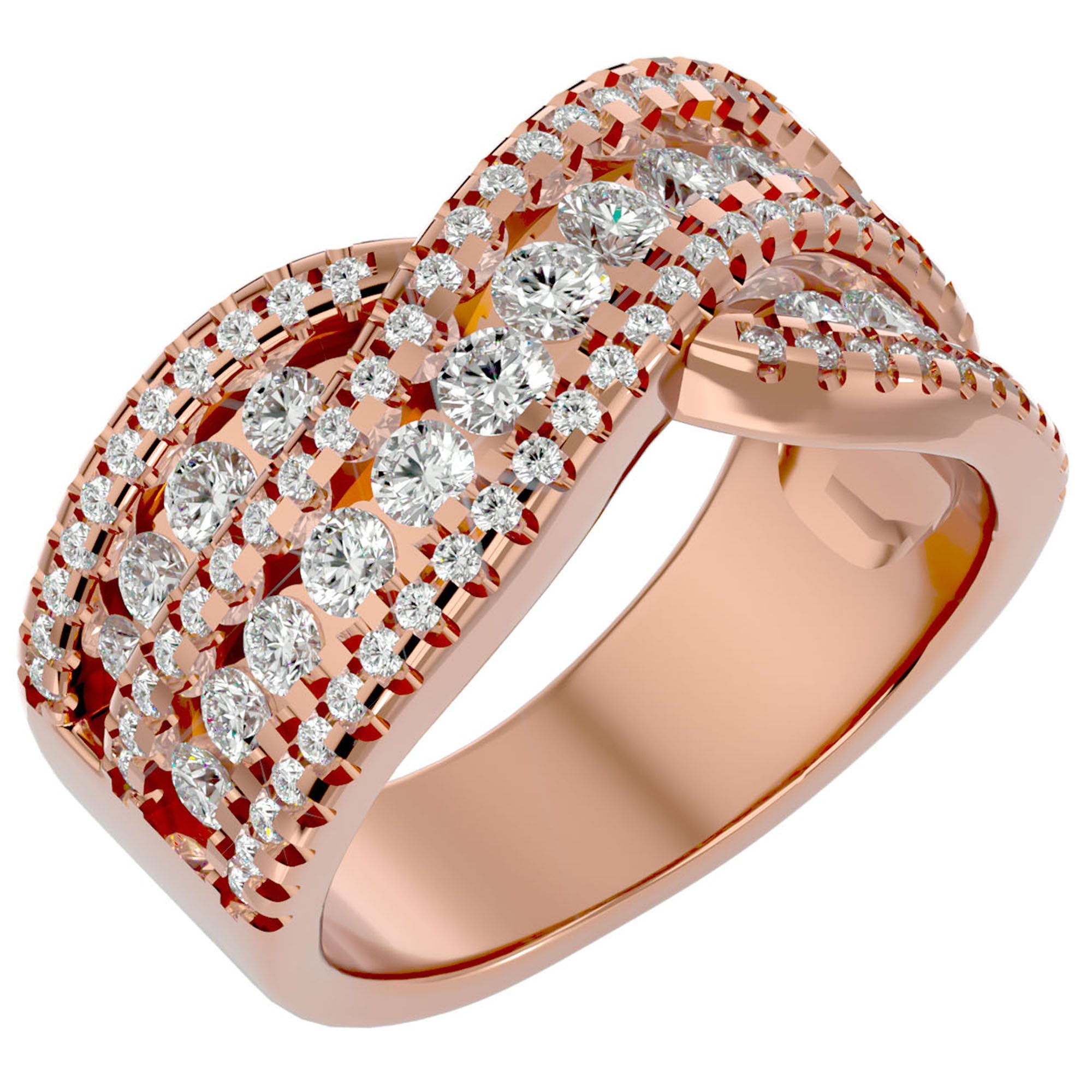 Inel Nobil cu Diadema de Diamante Naturale de 1.26 ct din 18k Aur Roz - Castelo.ro
