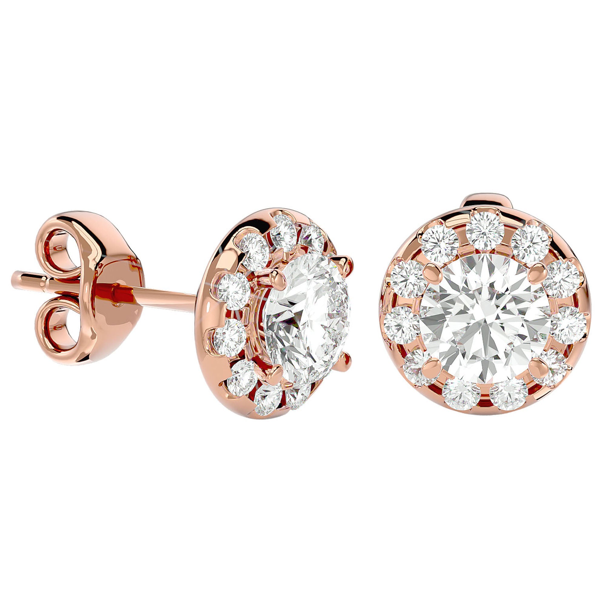 Cercei din Aur 14k Cu Moissanite Stud de 1.06 ct din 14k Aur Roz - Castelo.ro