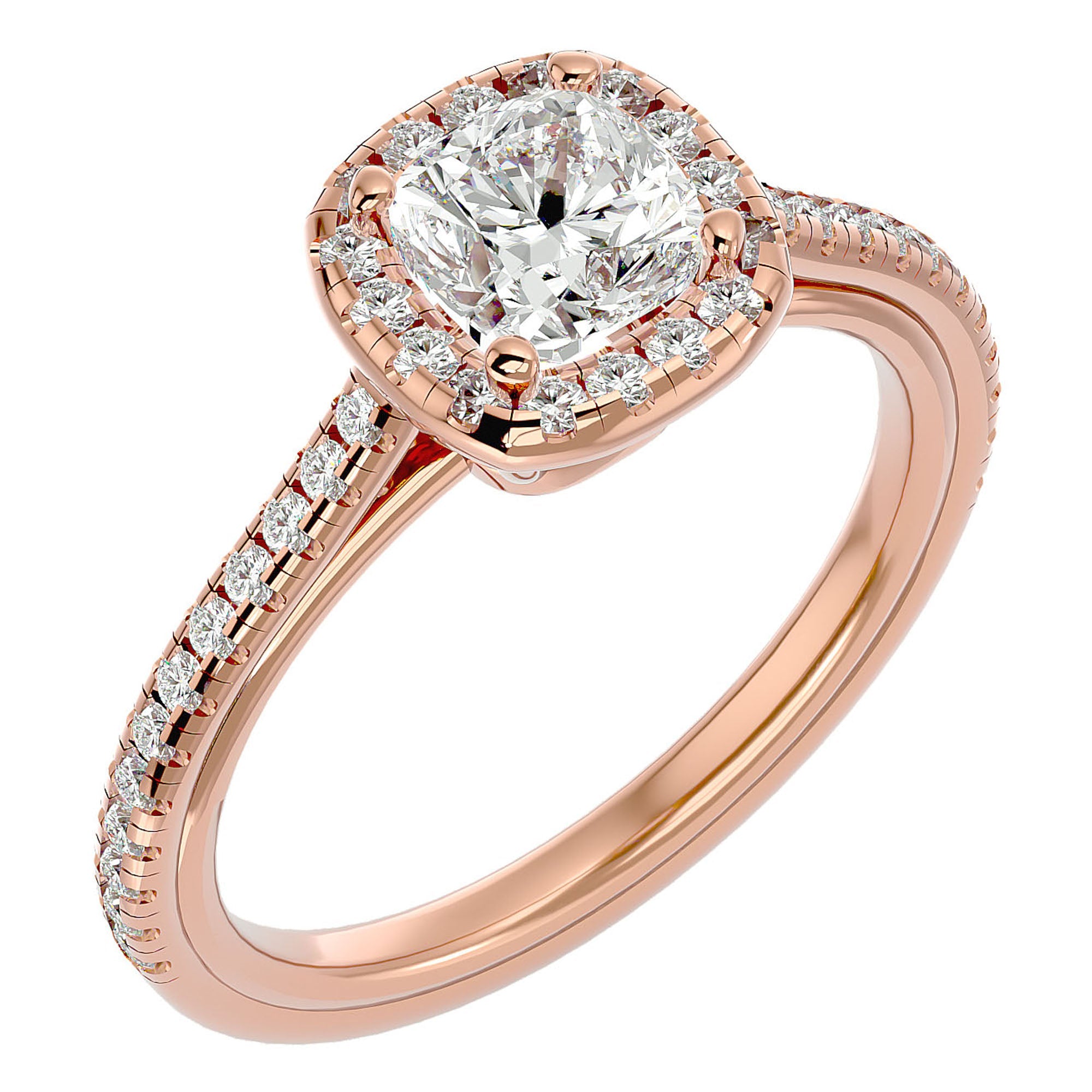 Inel de Logodnă Halo Pavé cu Diamante Create în Laborator de 1.79 ct din 18k Aur Roz - Castelo.ro