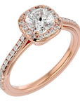 Inel de Logodnă Halo Pavé cu Diamante Create în Laborator de 1.79 ct din 18k Aur Roz - Castelo.ro